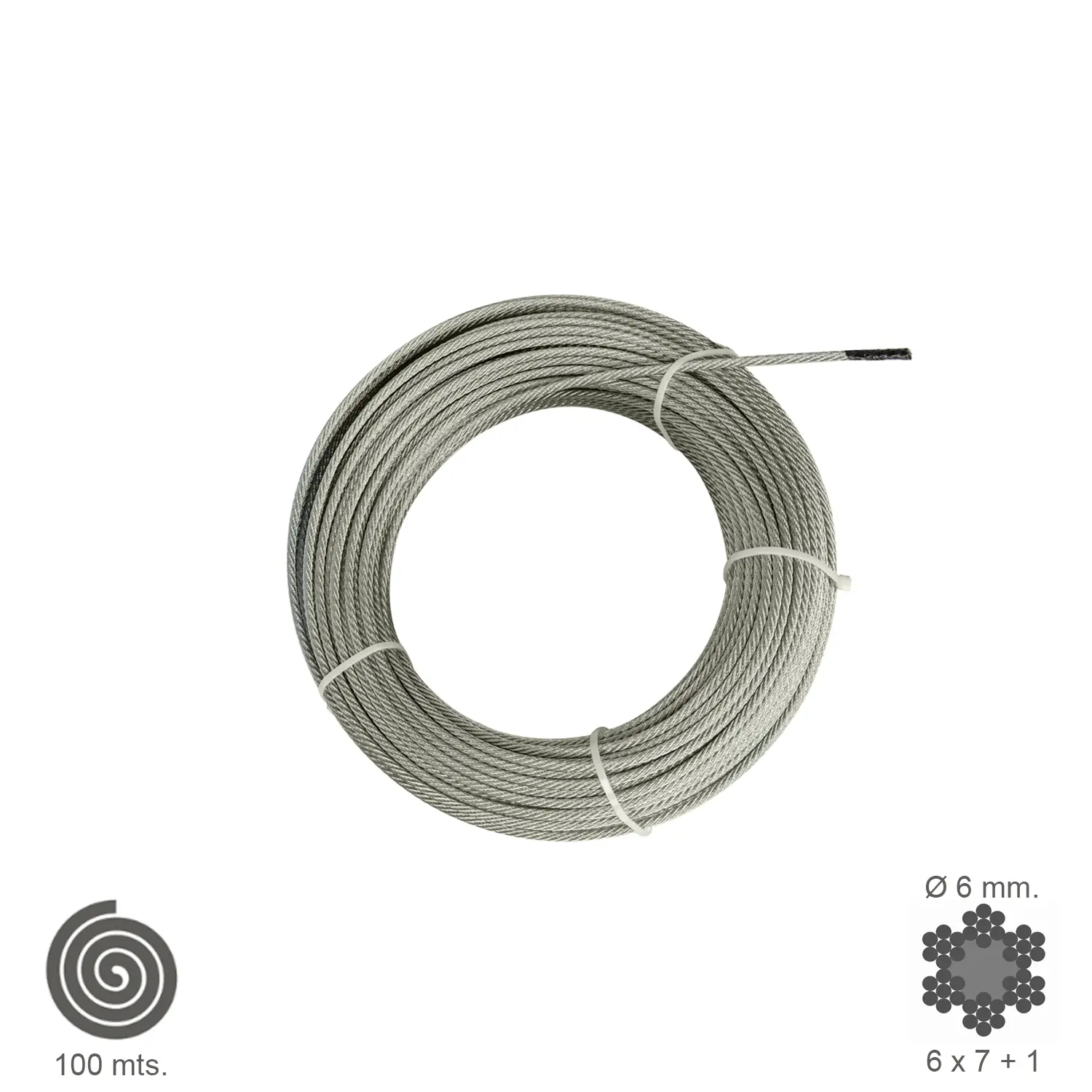 CABLE GALVANIZADO   6  MM. (ROLLO 1