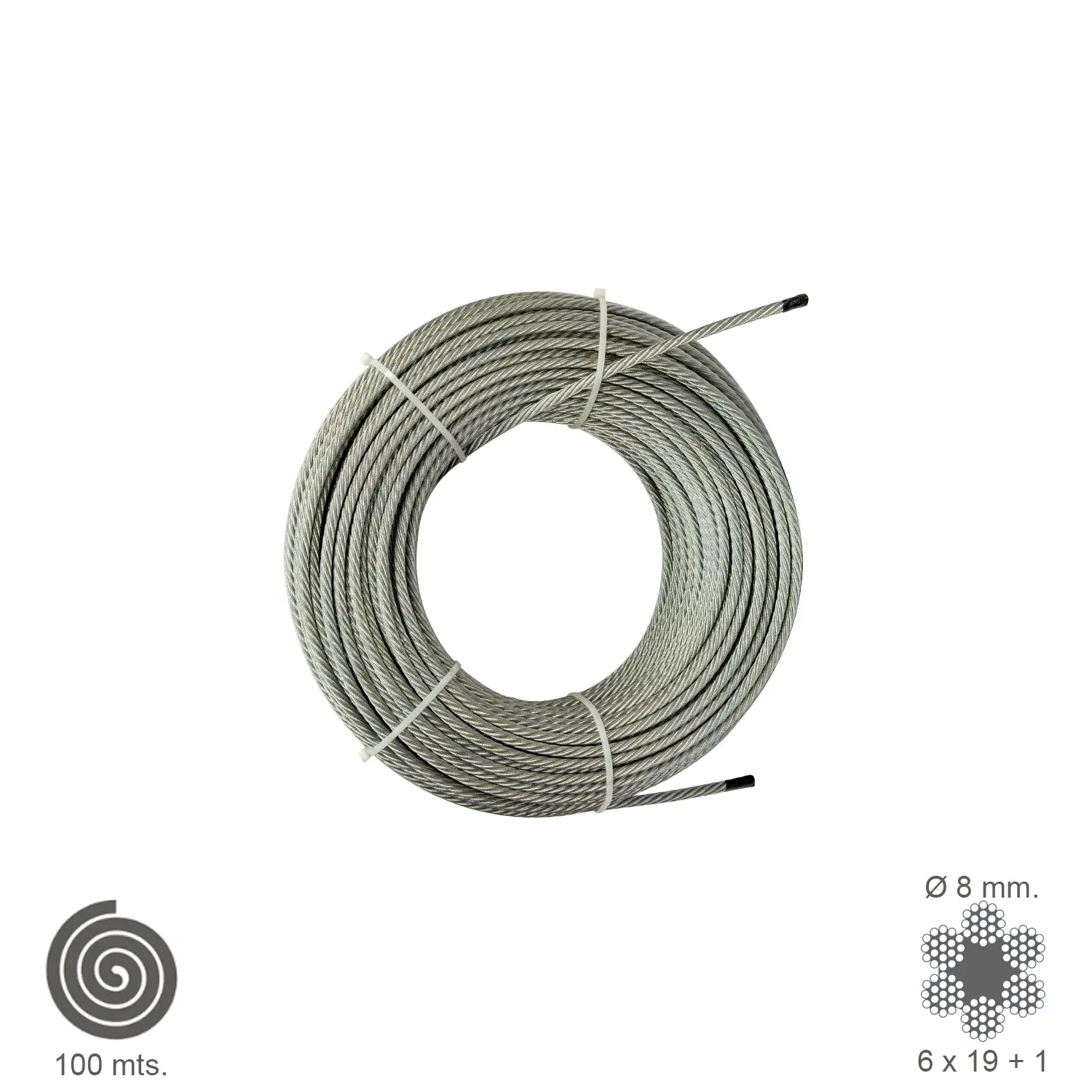 CABLE GALVANIZADO   8 MM. (ROLLO 10