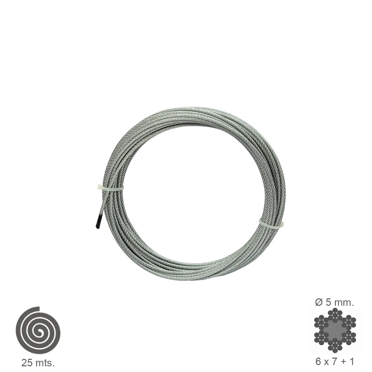 CABLE GALVANIZADO    5 MM. (ROLLO 2