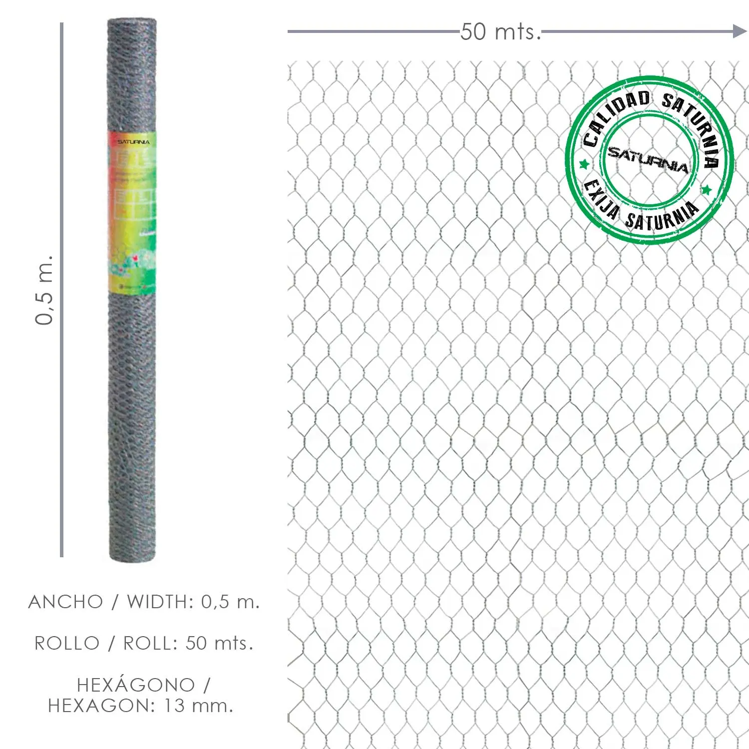 ENREJADO TRIPLE TORSION 13/  50 CM.