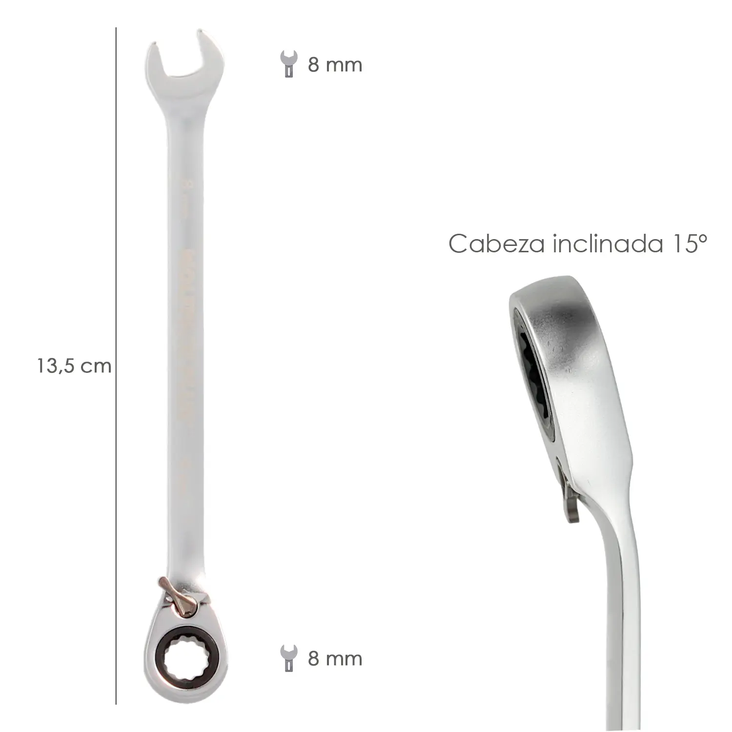 LLAVE COMBINADA CON CARRACA 8 MM. D