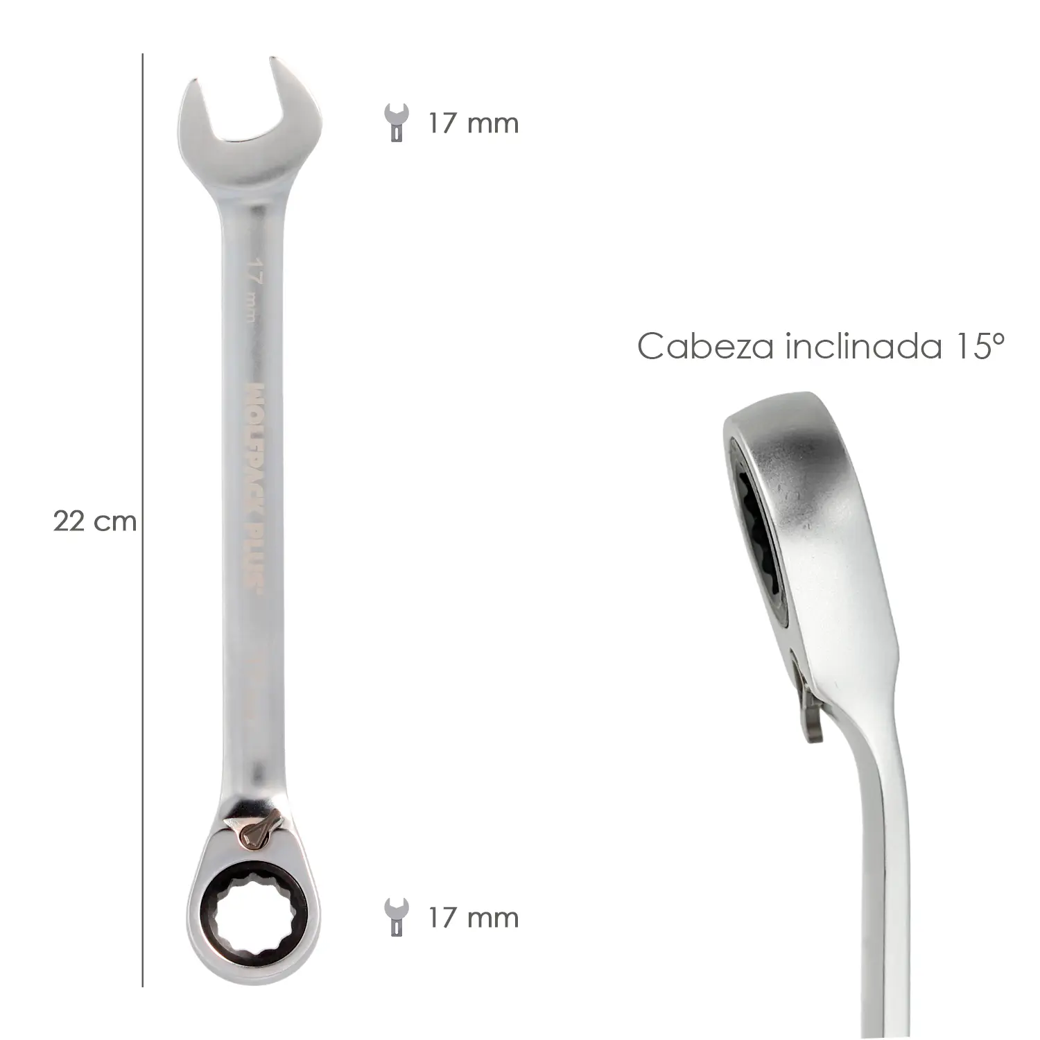 LLAVE COMBINADA CON CARRACA 17 MM. 