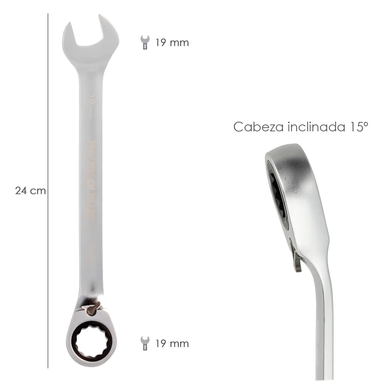 LLAVE COMBINADA CON CARRACA 19 MM. 