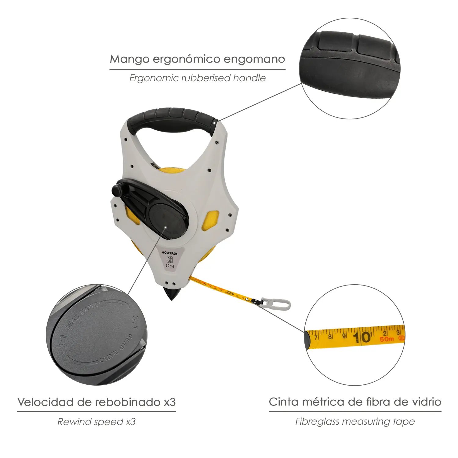 CINTA METRICA FIBRA DE VIDRIO 50 ME