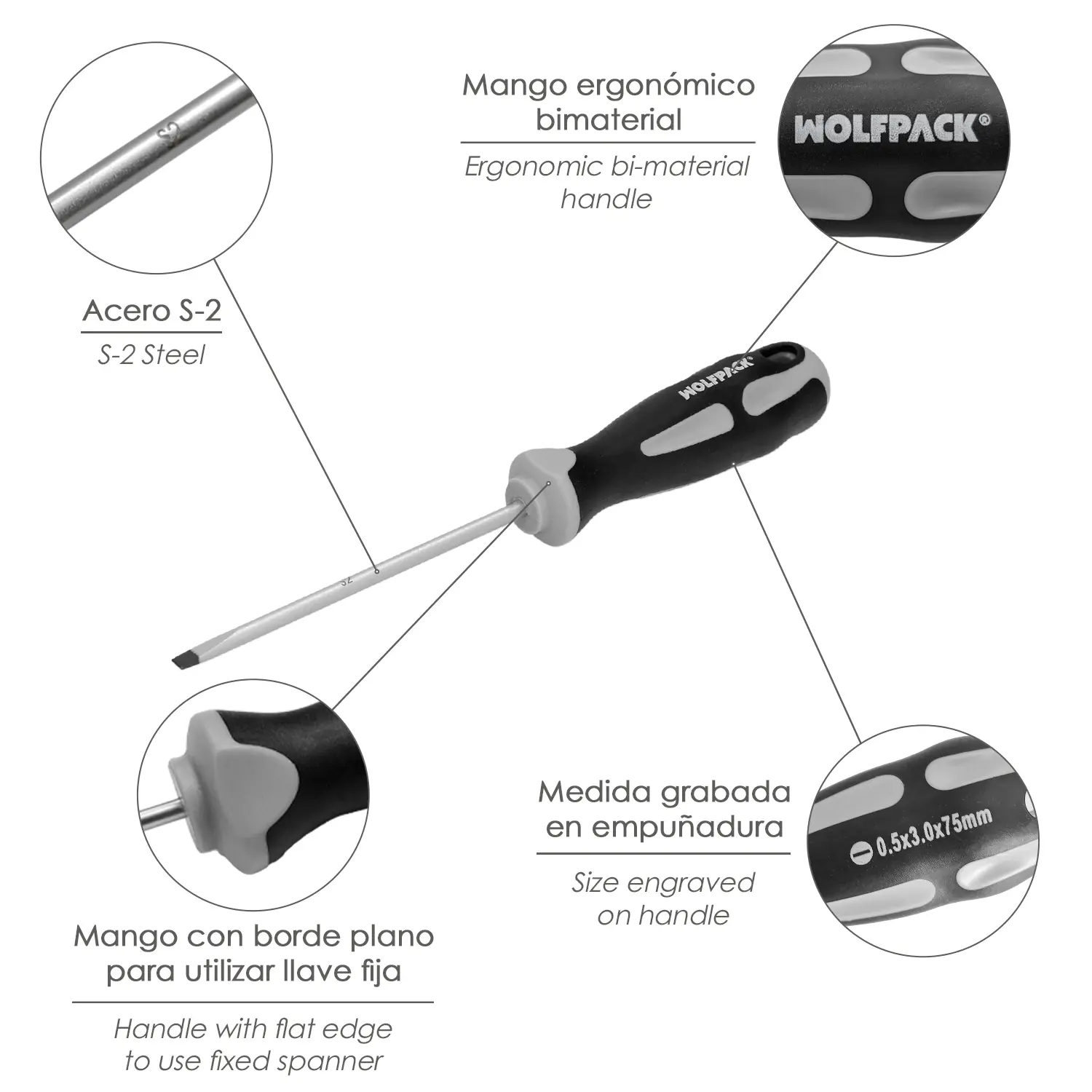 DESTORNILLADOR PLANO VACIADO ACERO 