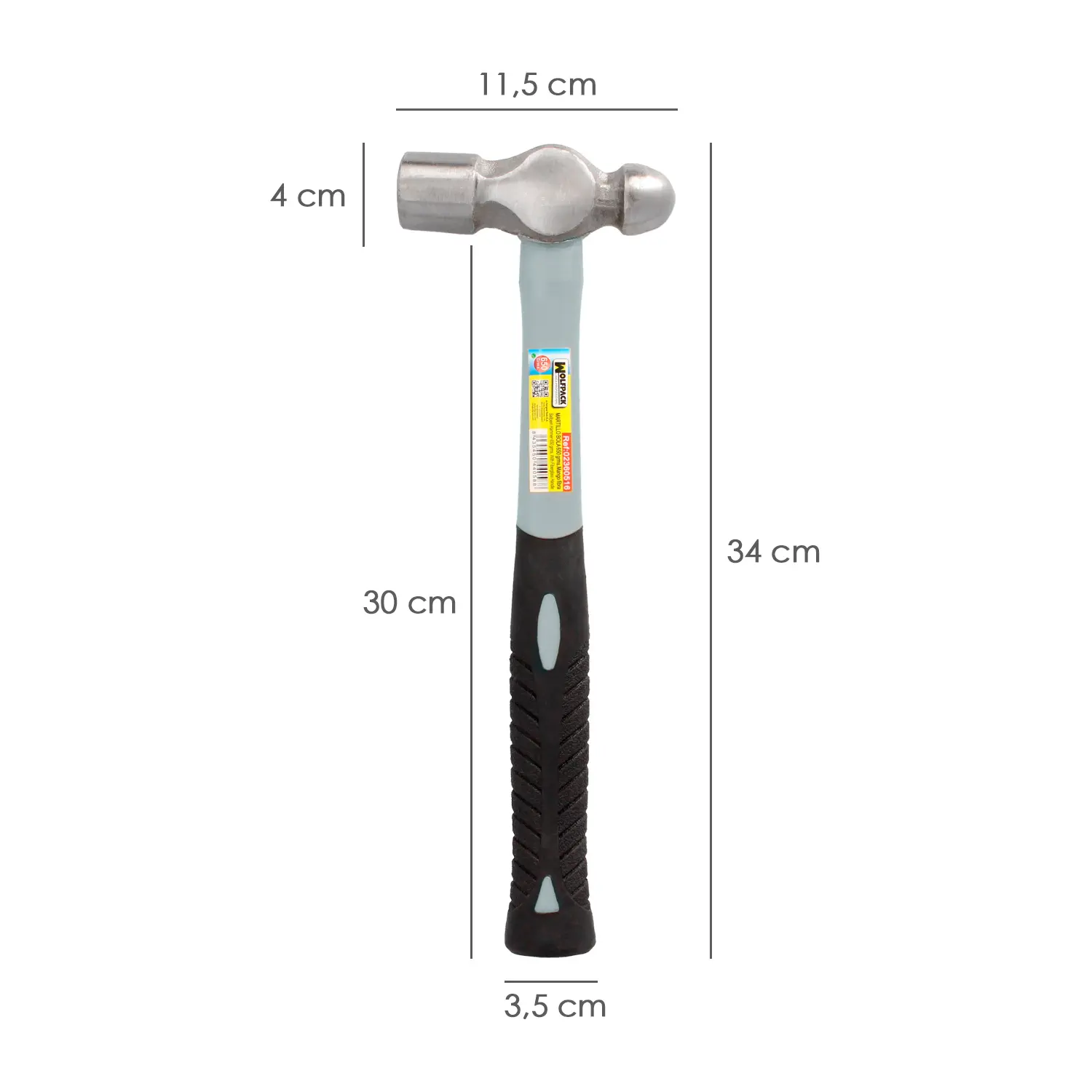 MARTILLO BOLA 650 GRAMOS MANGO FIBR