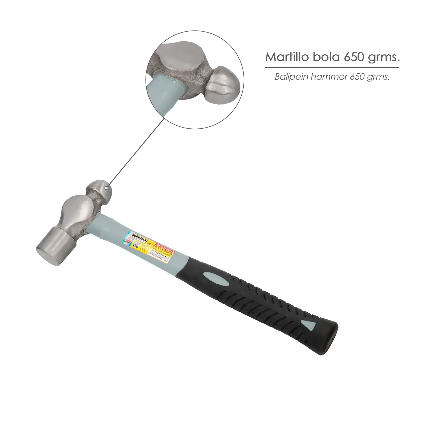 MARTILLO BOLA 650 GRAMOS MANGO FIBR