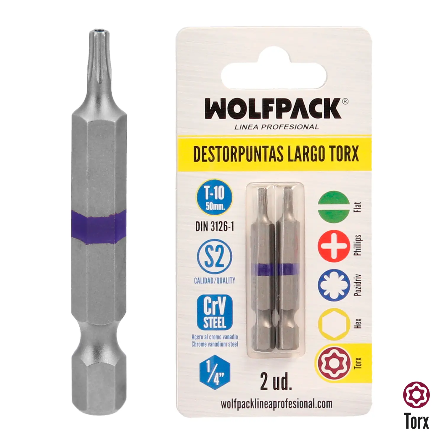 DESTORPUNTAS LARGO TORX T10 (2 PIEZ