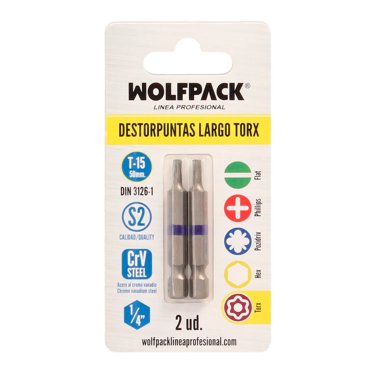 DESTORPUNTAS LARGO TORX T15 (2 PIEZ