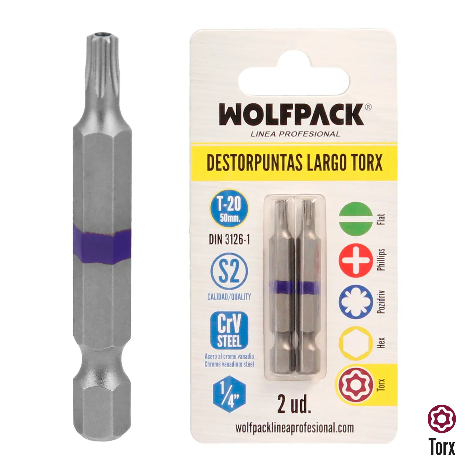 DESTORPUNTAS LARGO TORX T20 (2 PIEZ