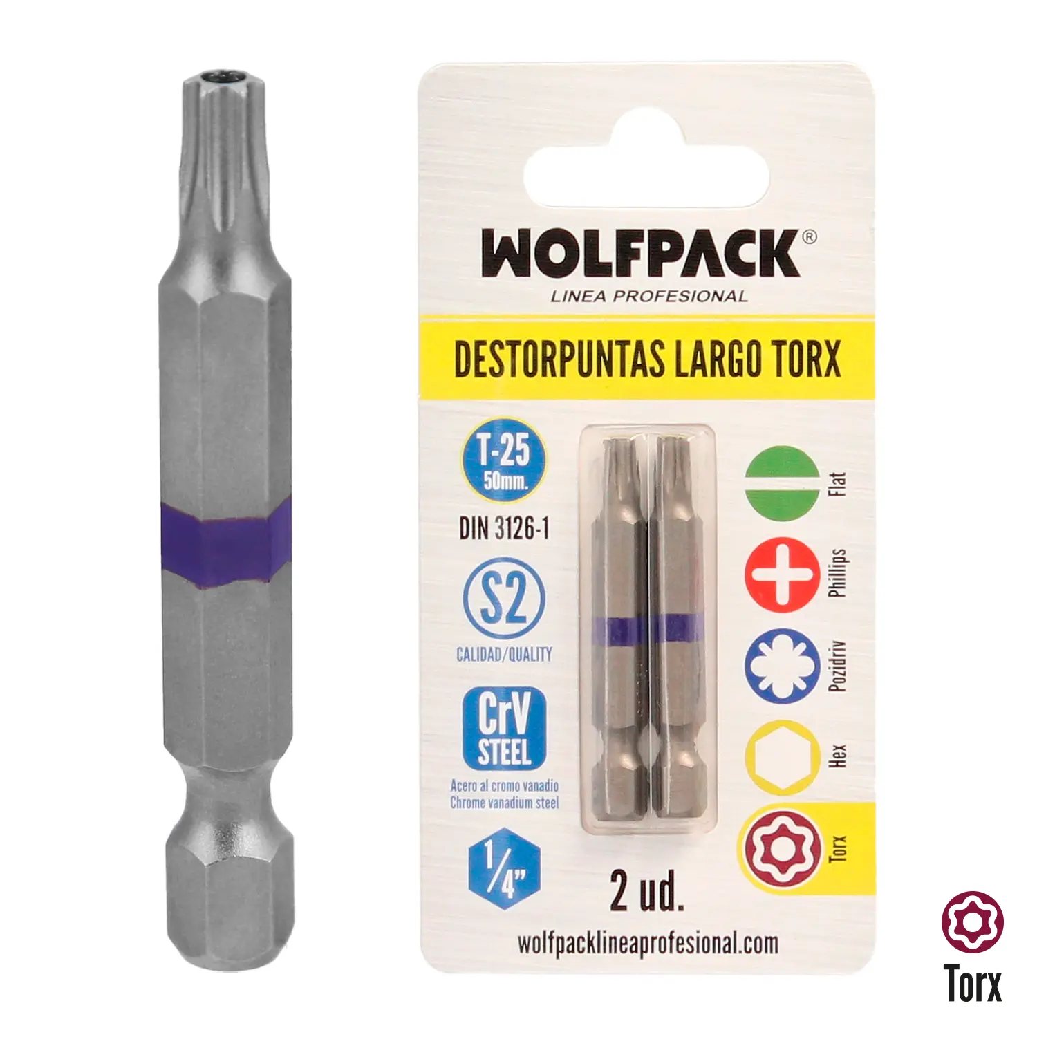 DESTORPUNTAS LARGO TORX T25 (2 PIEZ