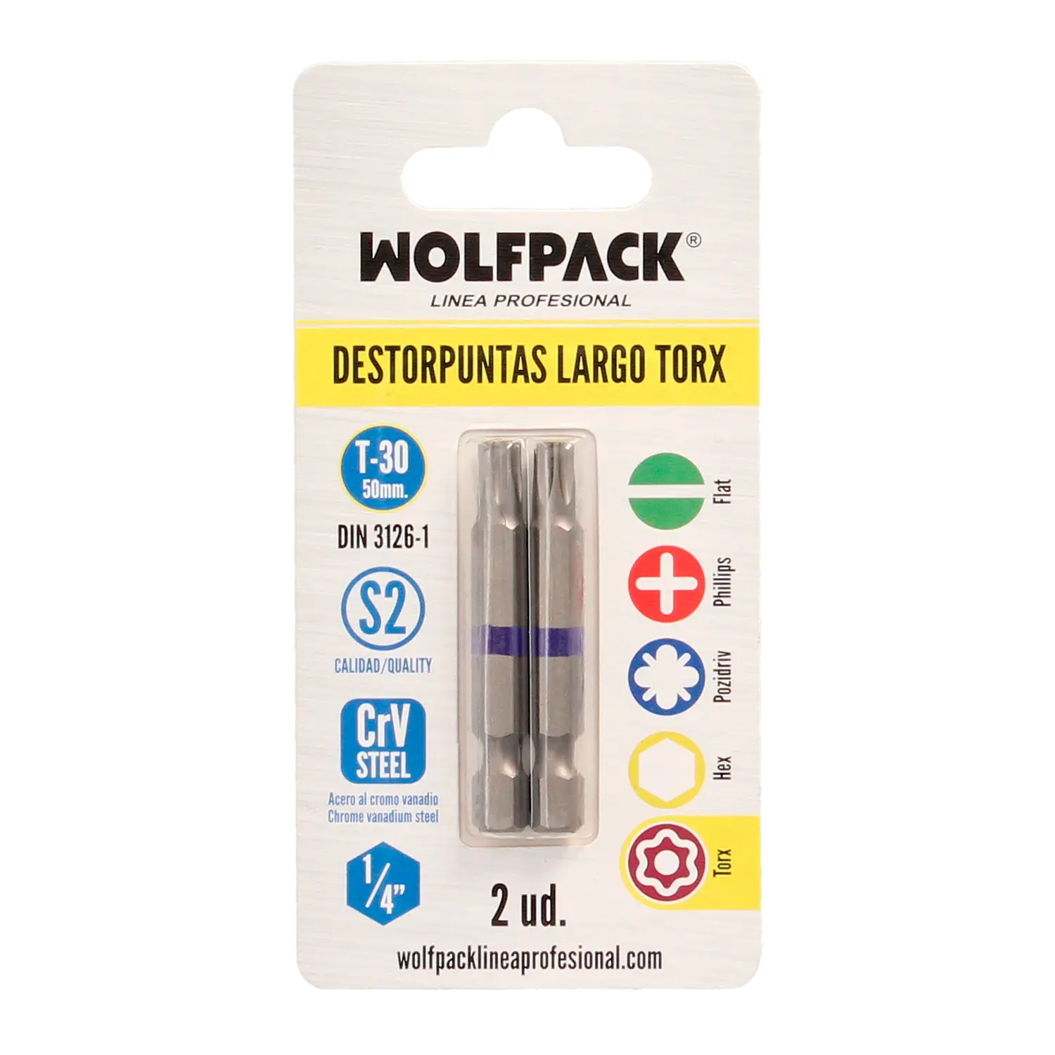 DESTORPUNTAS LARGO TORX T30 (2 PIEZ