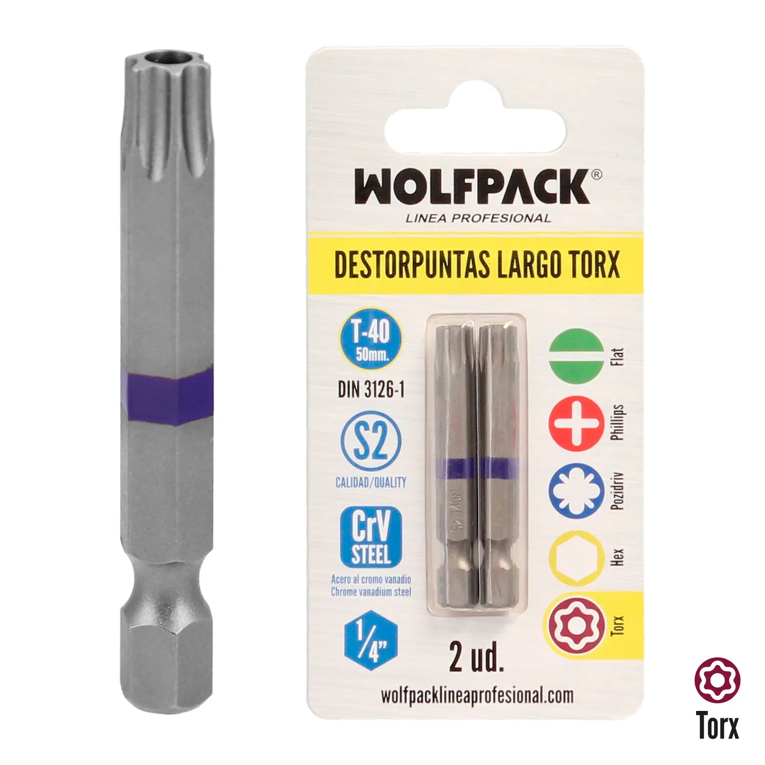 DESTORPUNTAS LARGO TORX T40 (2 PIEZ