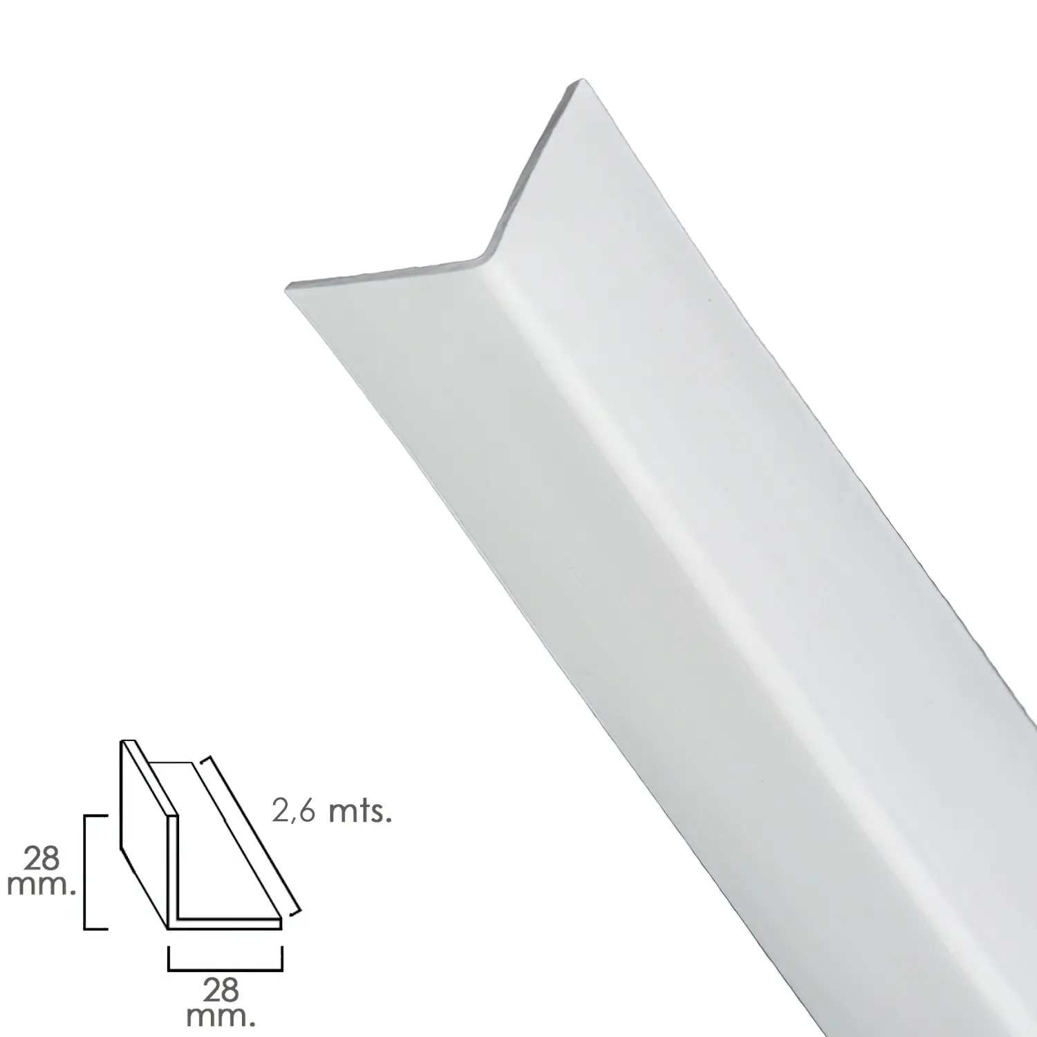 PERFIL PVC ANGULO 28X28 MM. BLANCO 