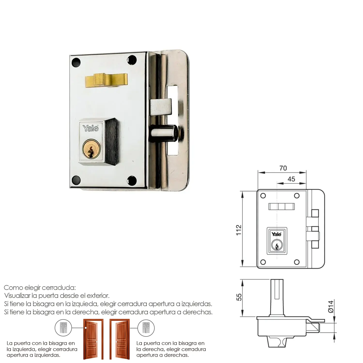 CERRADURA YALE   10-HN/ DERECHA