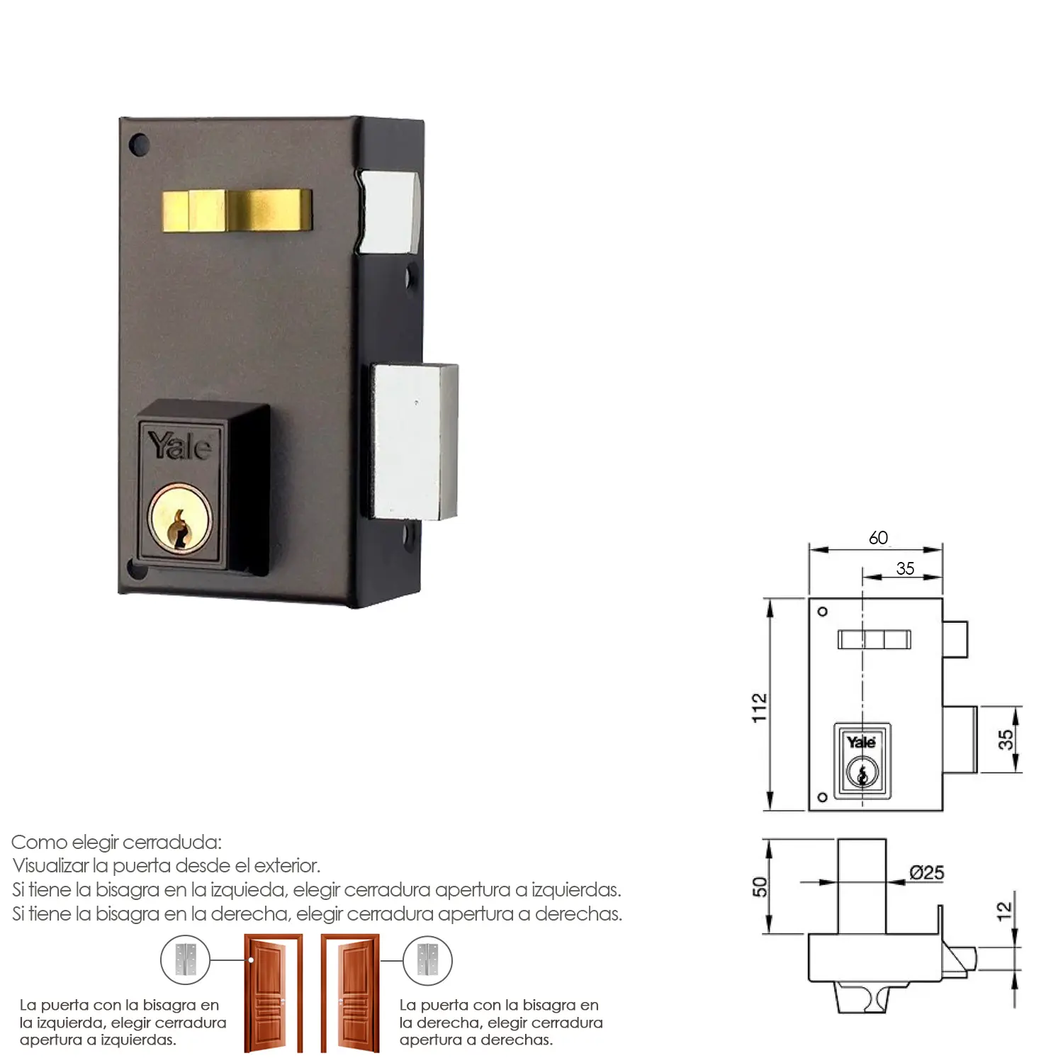 CERRADURA YALE   56-A/HP/60/ DERECH