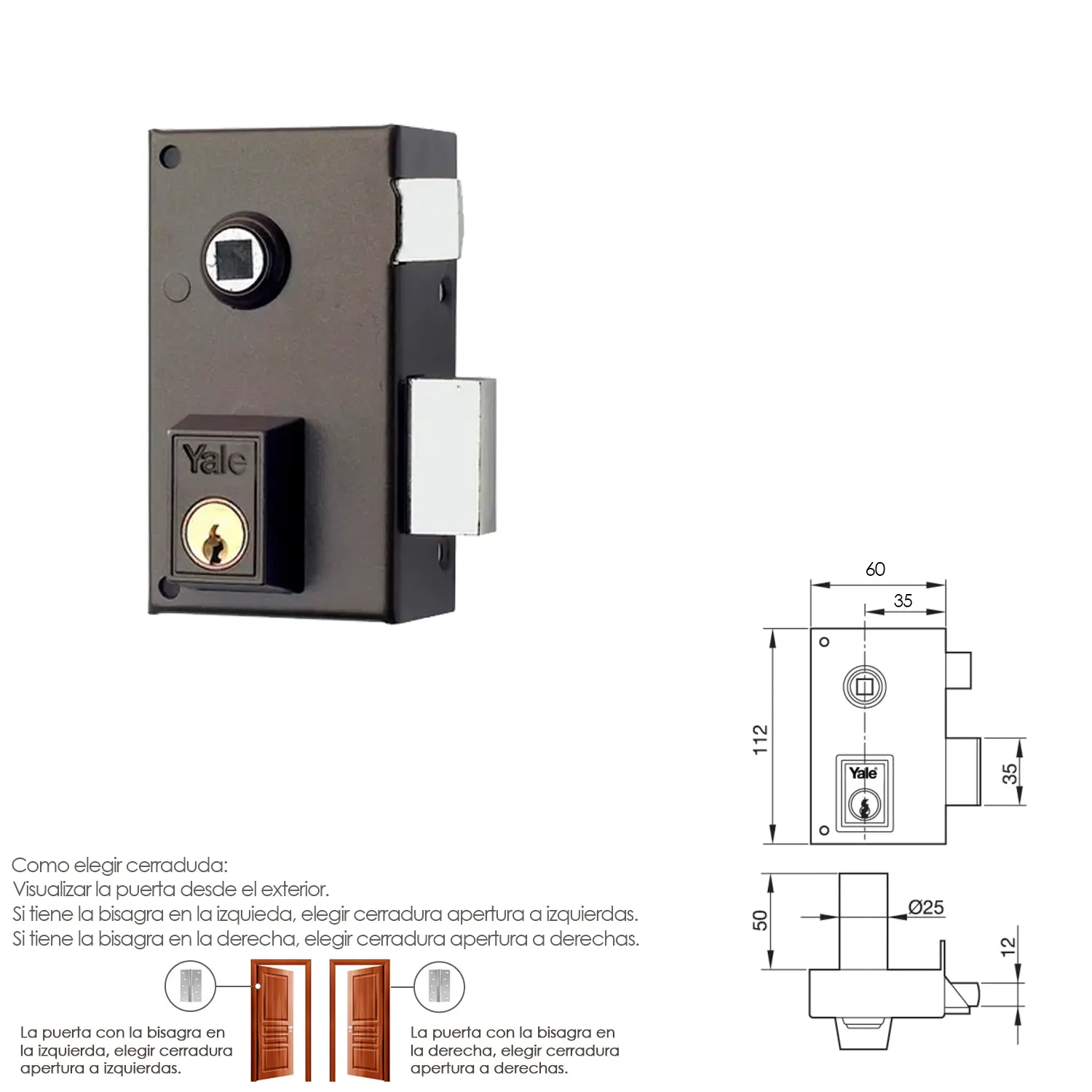 CERRADURA YALE   56-B/HP/60/ DERECH