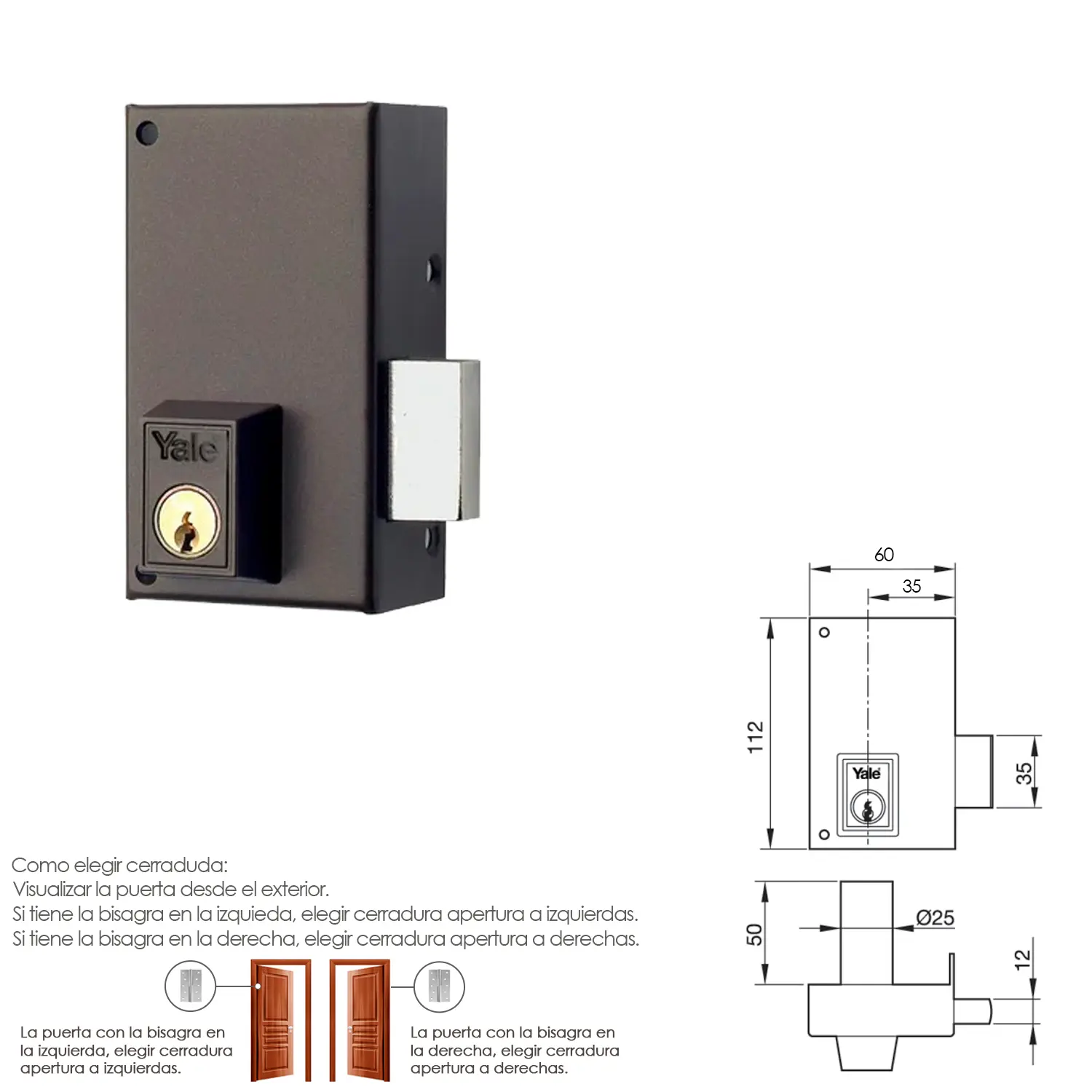 CERRADURA YALE   56-C/HPR/60/ DEREC