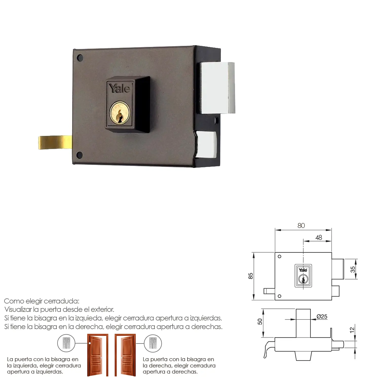 CERRADURA YALE  125-A/HP/ 8/ DERECH