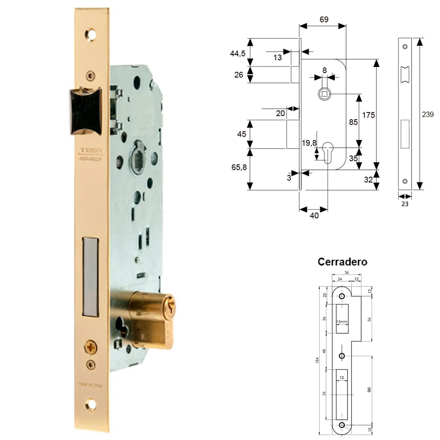 CERRADURA TESA 2030-HL/40