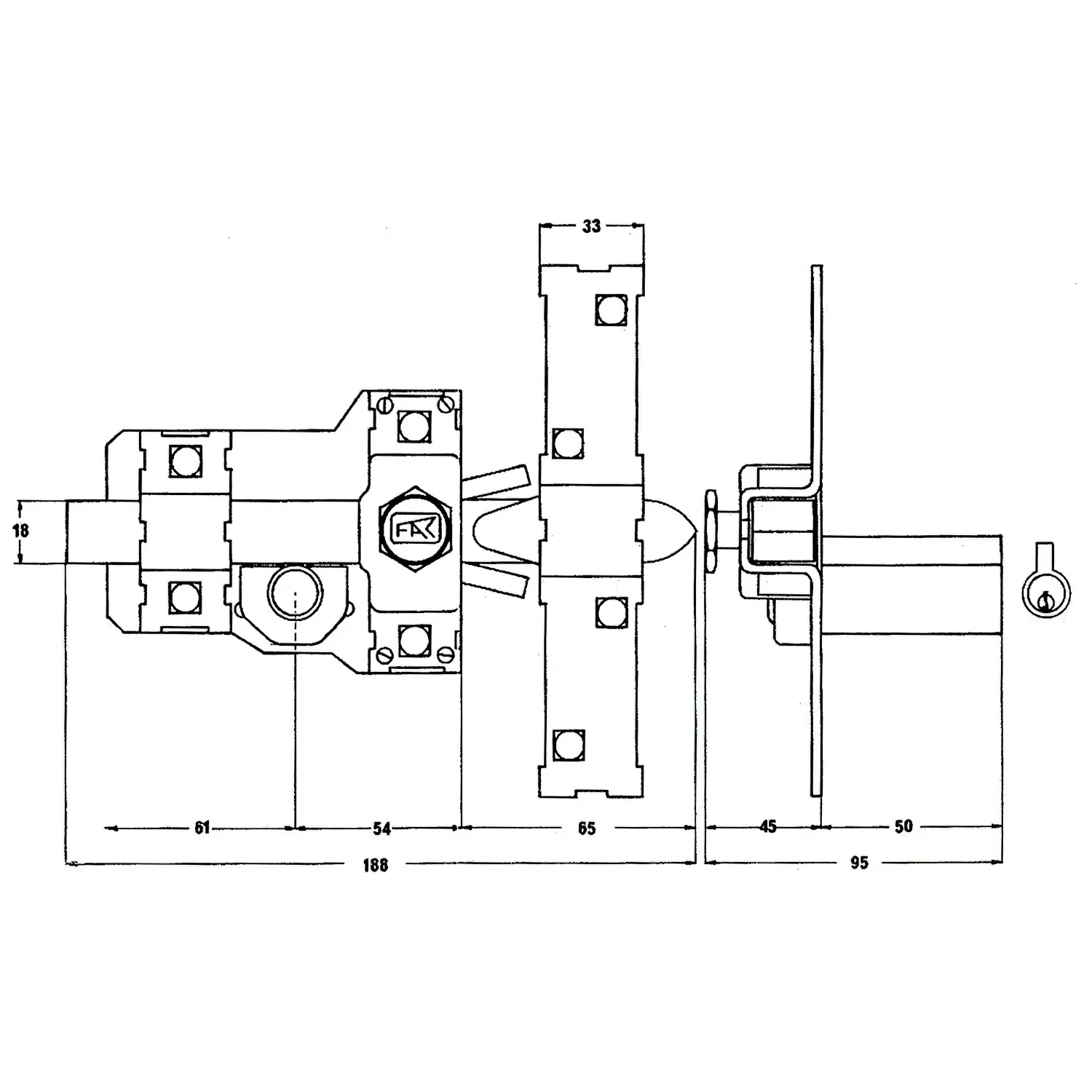 CERROJO FAC 303-L/115-P/ DERECHA