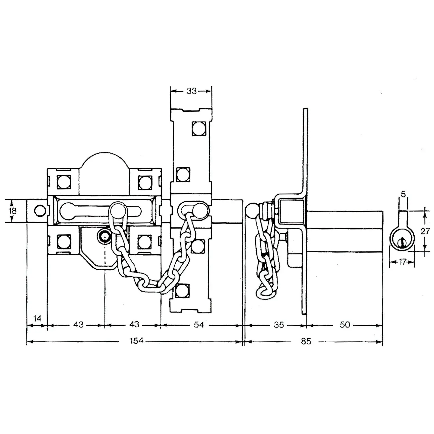 CERROJO FAC 307-R/ 80-N/ DERECHA