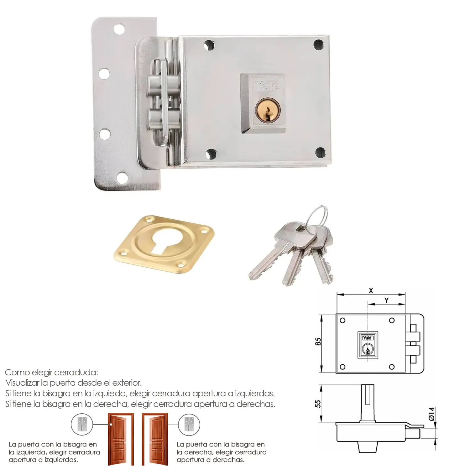 CERRADURA YALE    6-0-10-HN/ IZQUIE