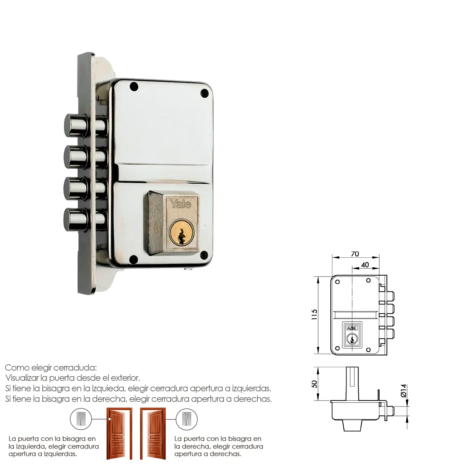 CERRADURA YALE    8-0-HN/ IZQUIERDA