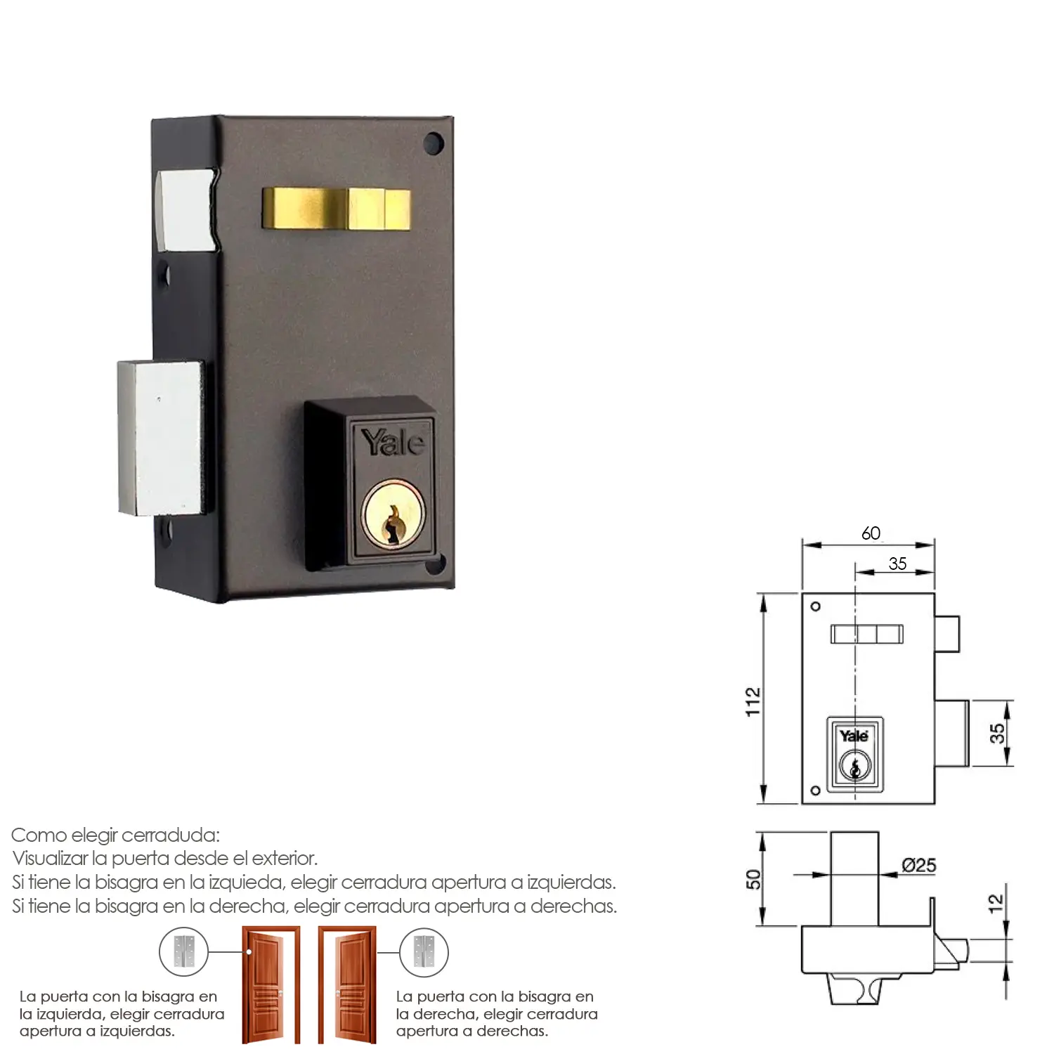 CERRADURA YALE   56-A/HPR/60/ IZQUI