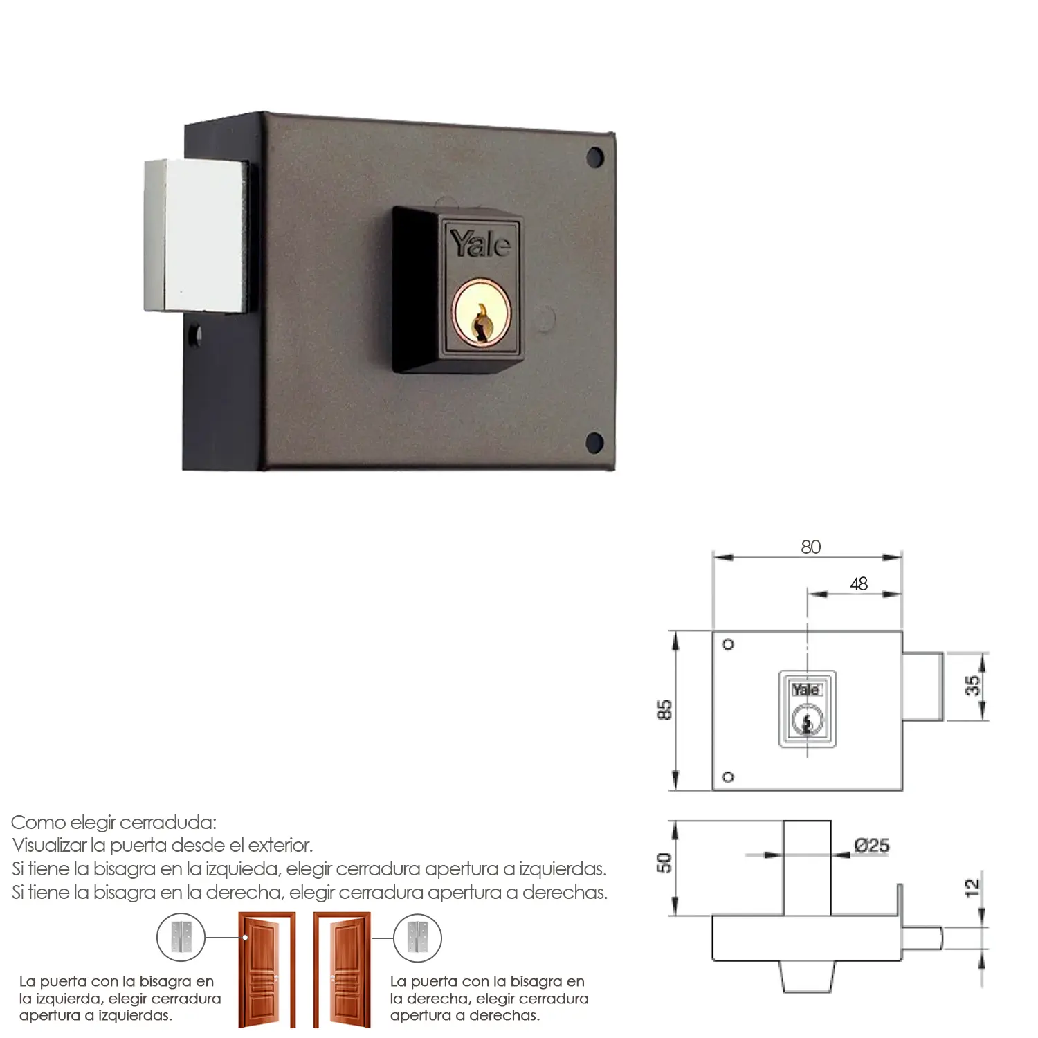 CERRADURA YALE  124-A/HP/ 8/ IZQUIE