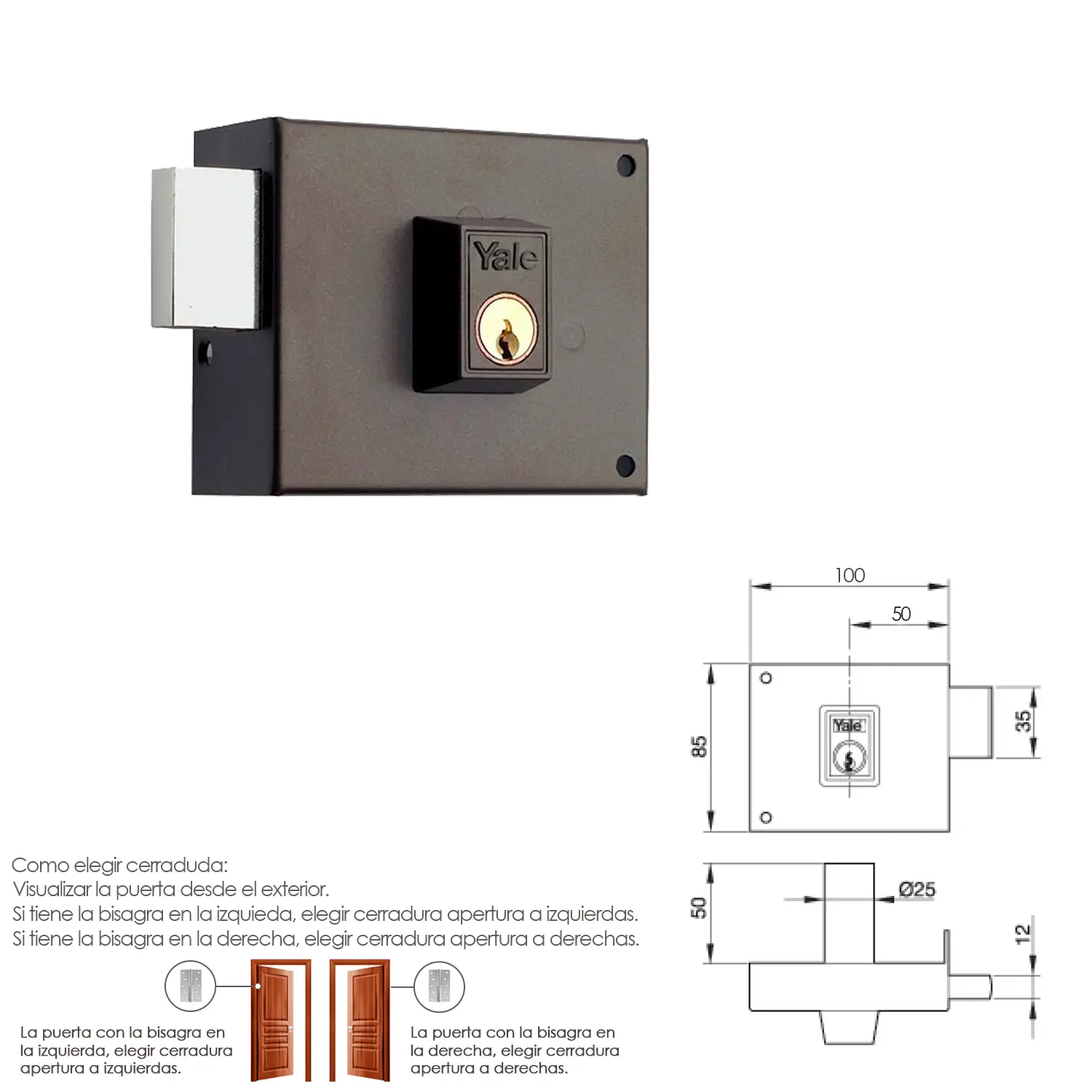 CERRADURA YALE  124-A/HP/10/ IZQUIE