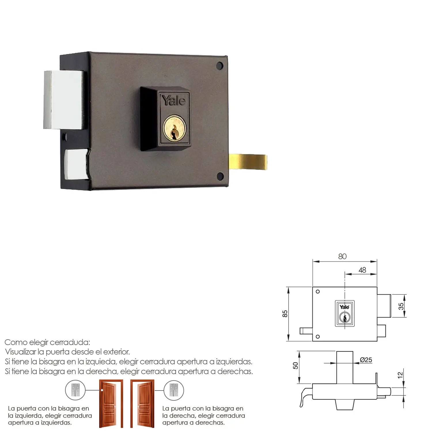 CERRADURA YALE  125-A/HP/ 8/ IZQUIE