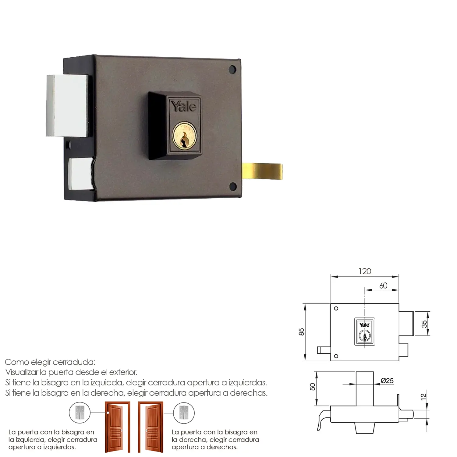 CERRADURA YALE  125-A/HP/12/ IZQUIE