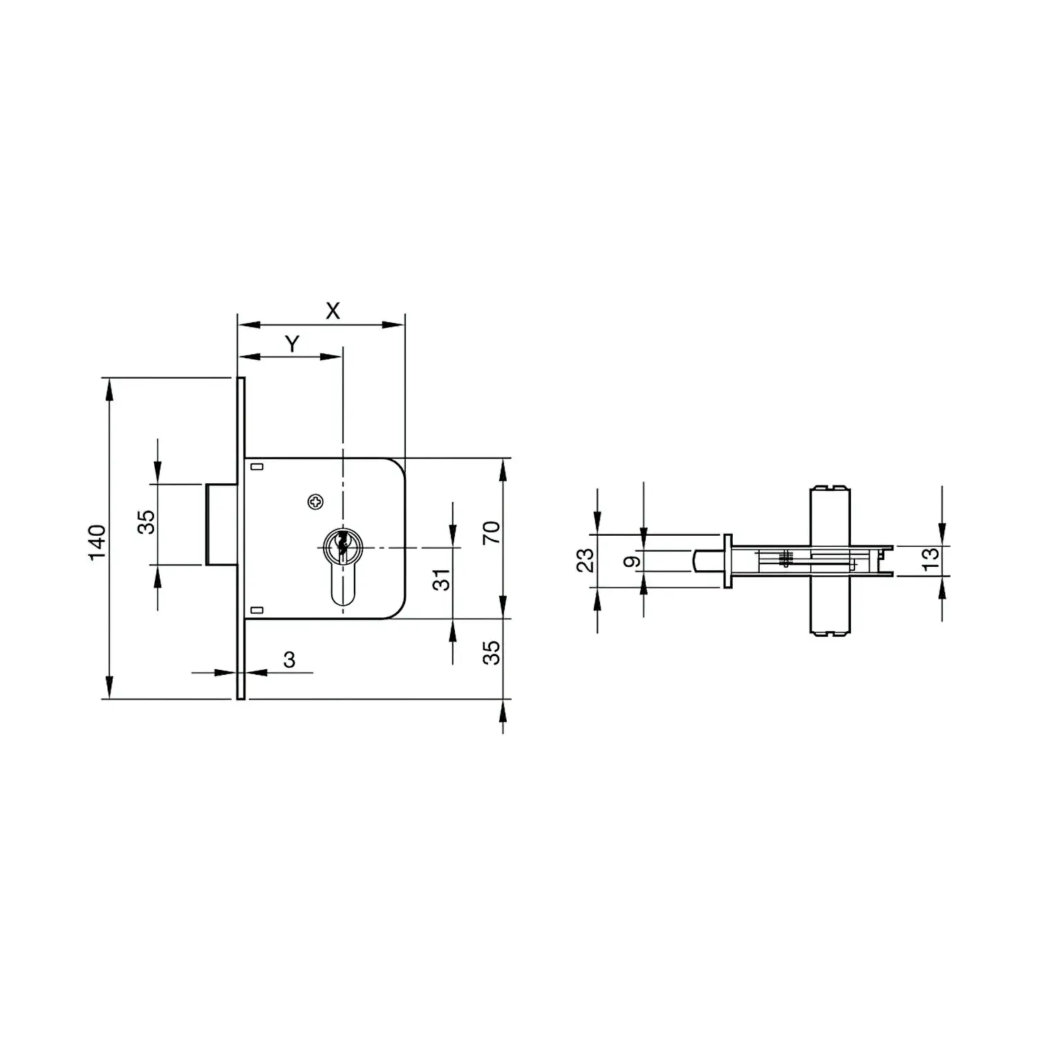 CERRADURA YALE  601-HL/60X35