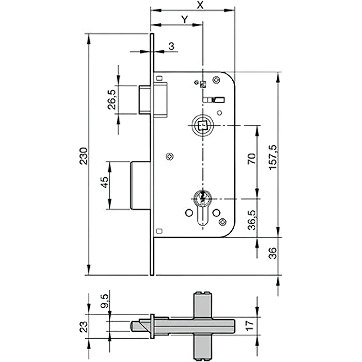 CERRADURA YALE  700-HL/80X50