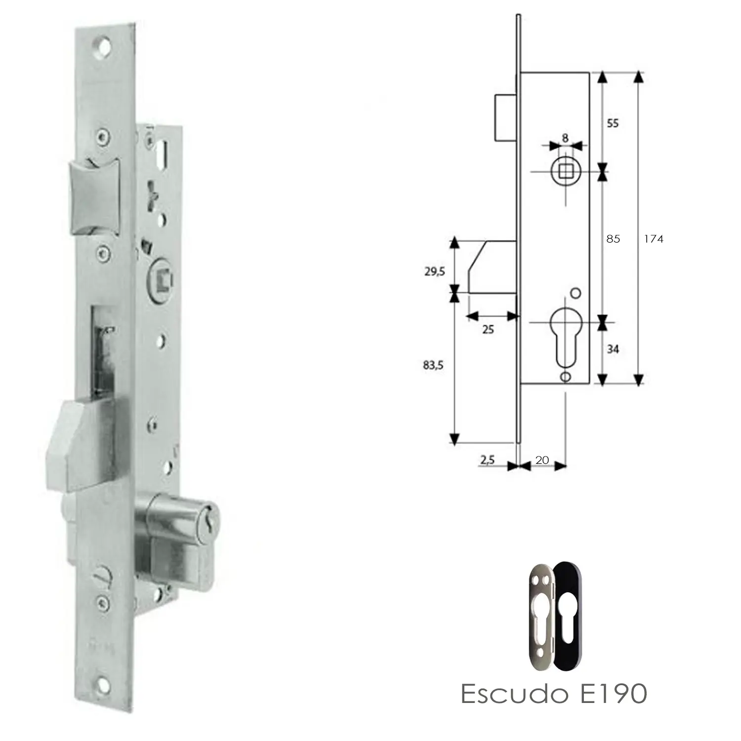 CERRADURA TESA 2210/20/3NI CON ESCU