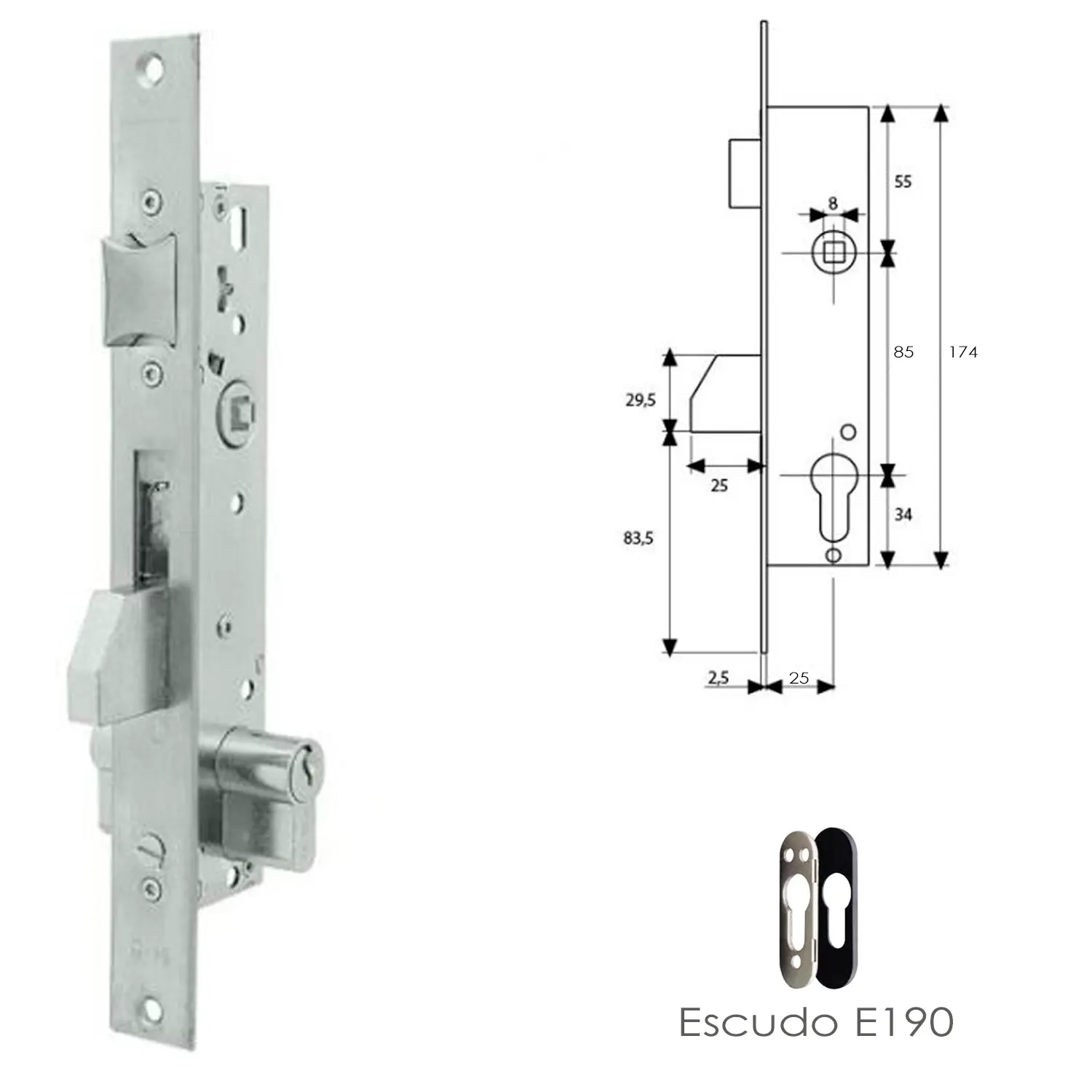 CERRADURA TESA 2210/25/3NI CON ESCU