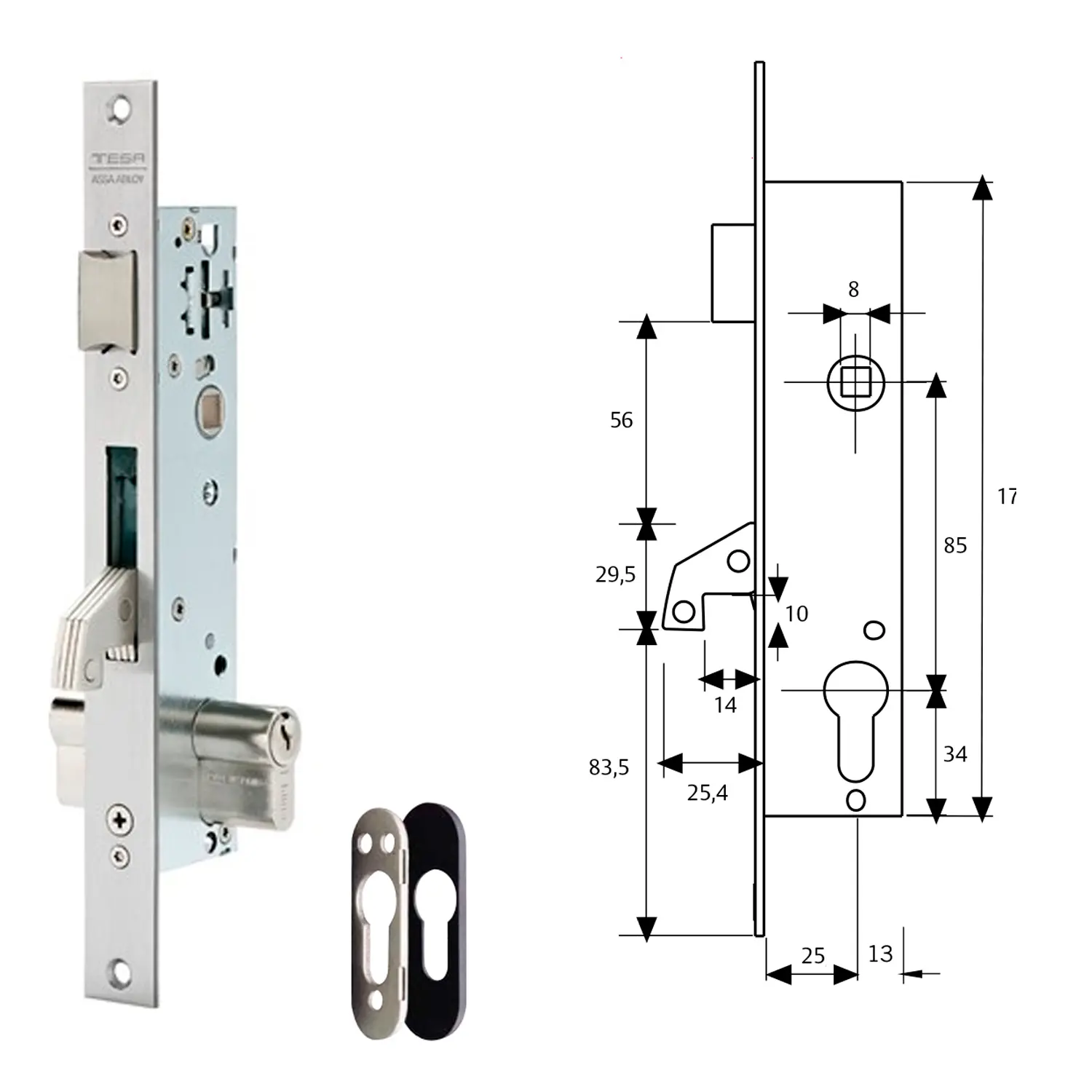 CERRADURA TESA 2240/25/3NI CON ESCU