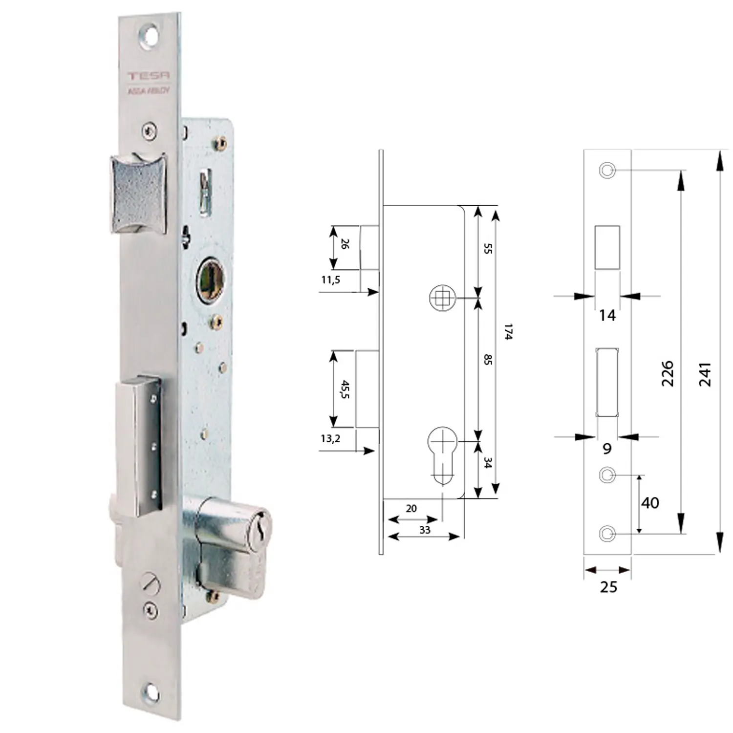 CERRADURA TESA 2210/28/SSI SIN CERR