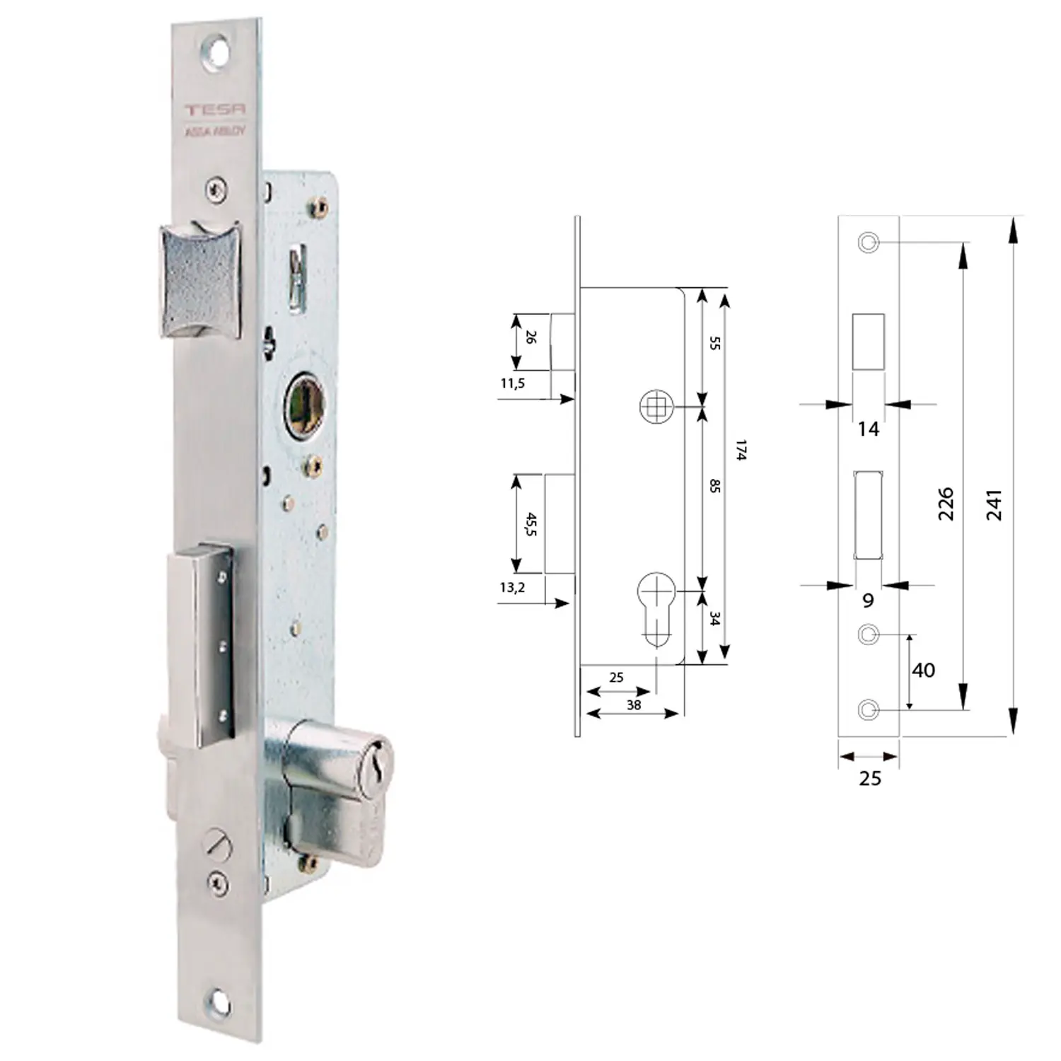 CERRADURA TESA 2210/38/SSI SIN CERR