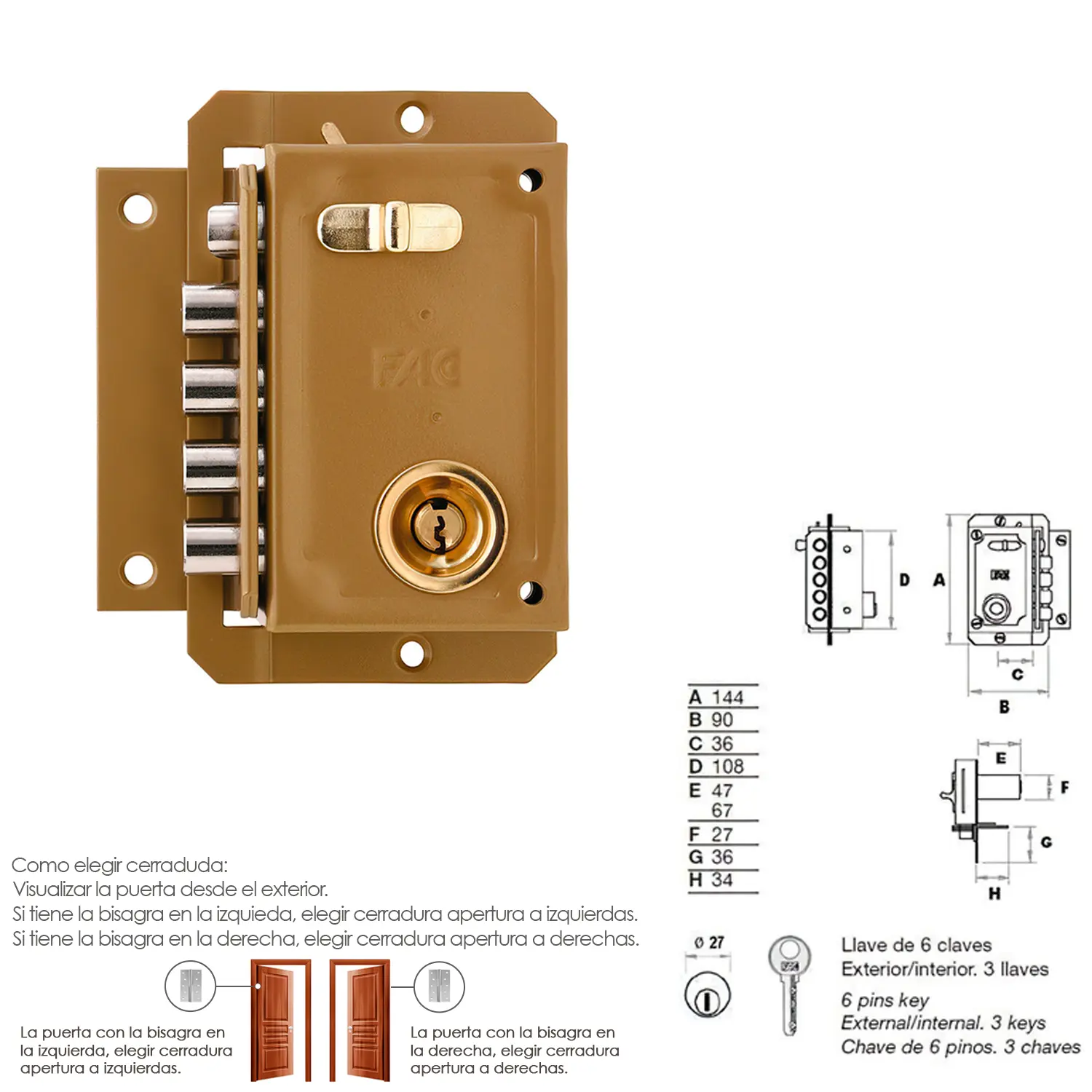 CERRADURA FAC S 90 PINTADA IZQUIERD