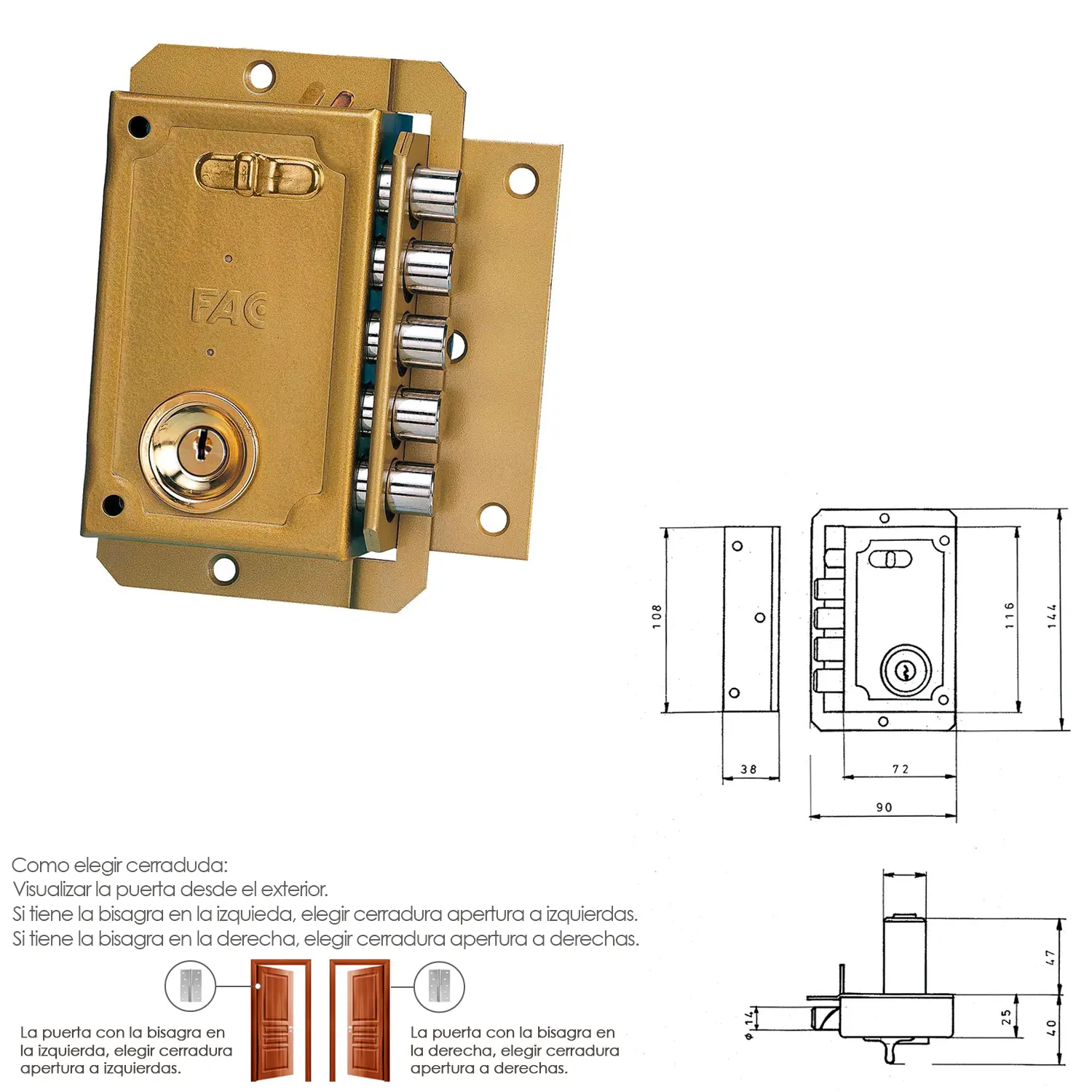 CERRADURA FAC S 90           PINTAD