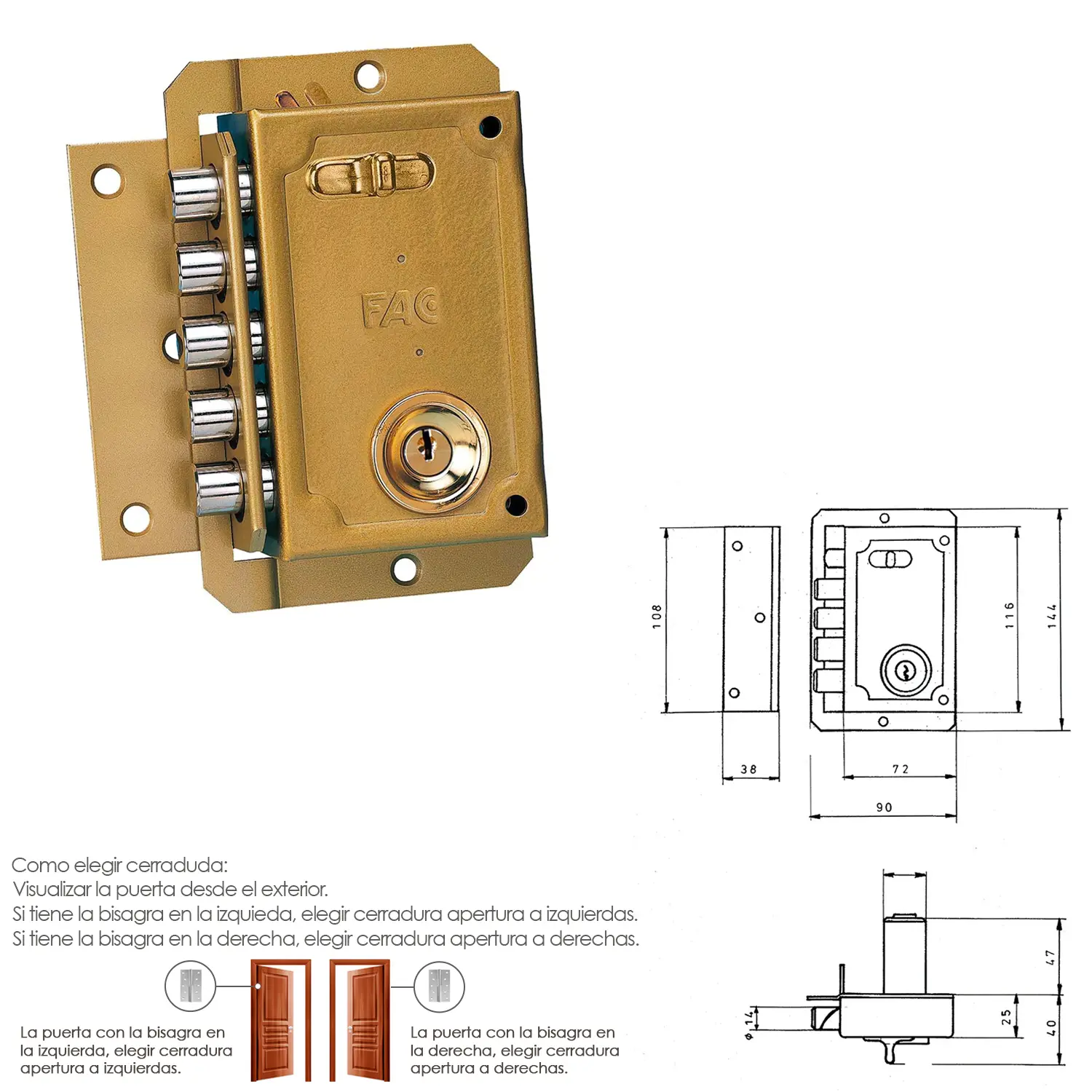 CERRADURA FAC S 90           PINTAD