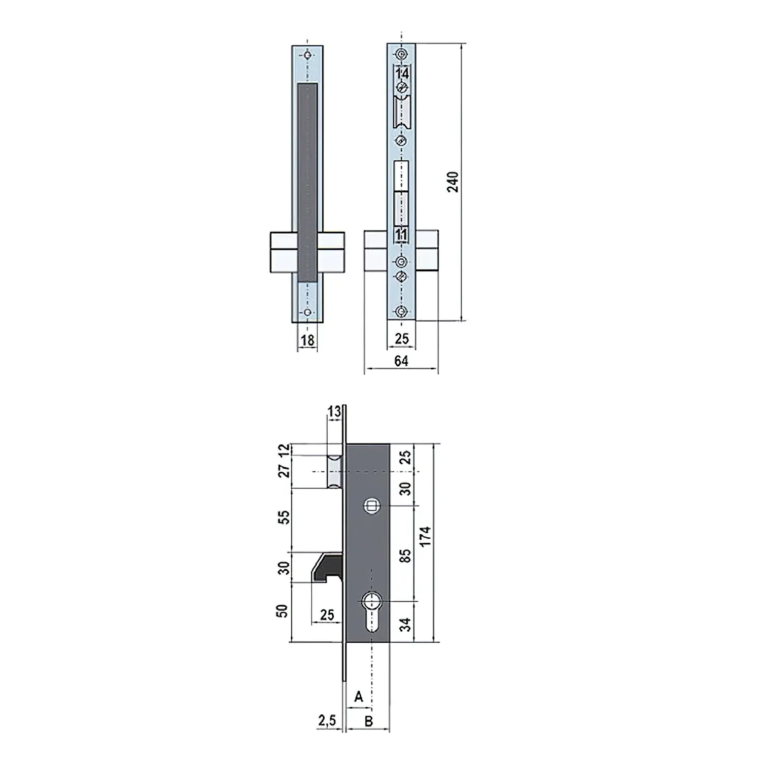 CERRADURA LINCE 5570-25    FRENTE  