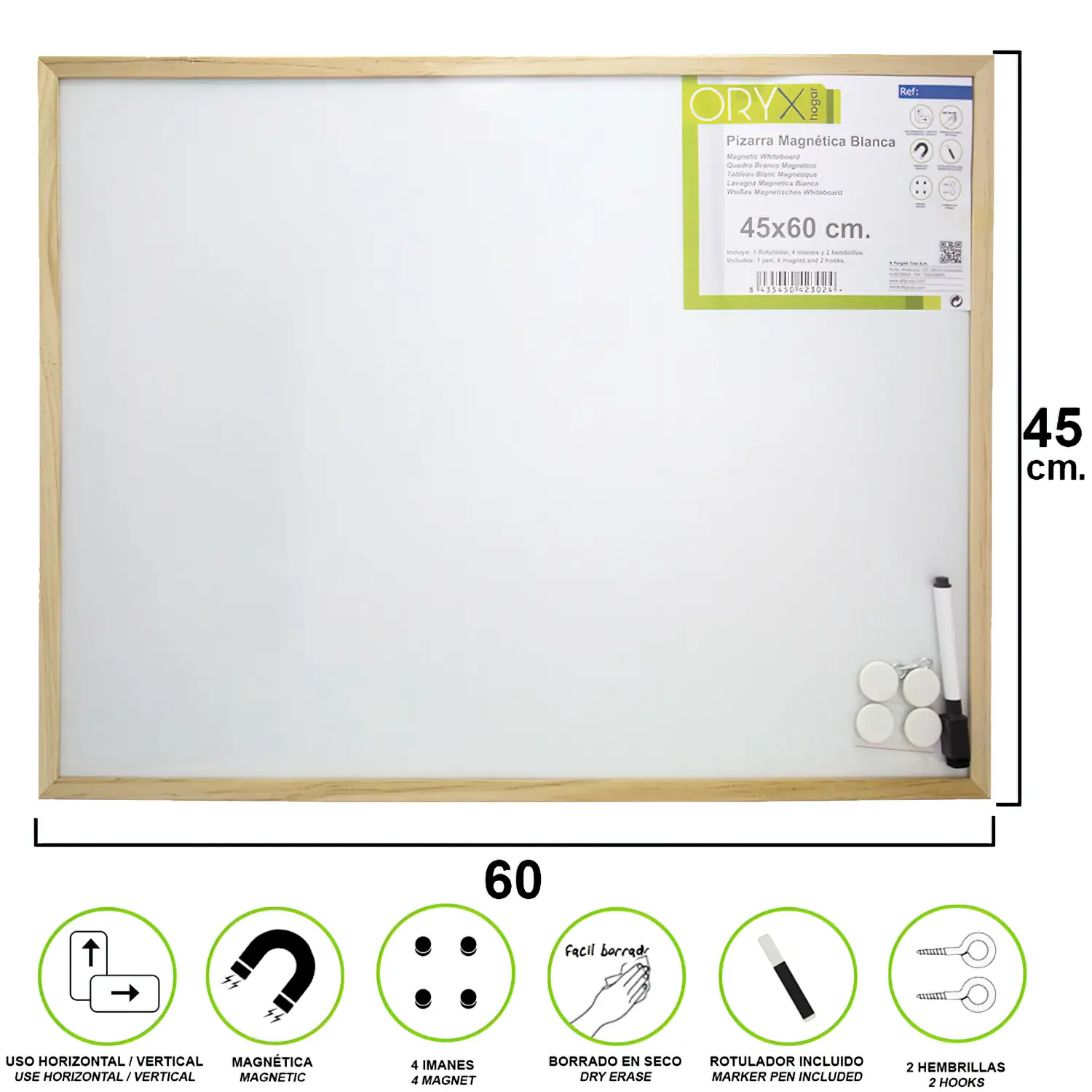 PIZARRA MAGNETICA BLANCA 45X60 CM. 