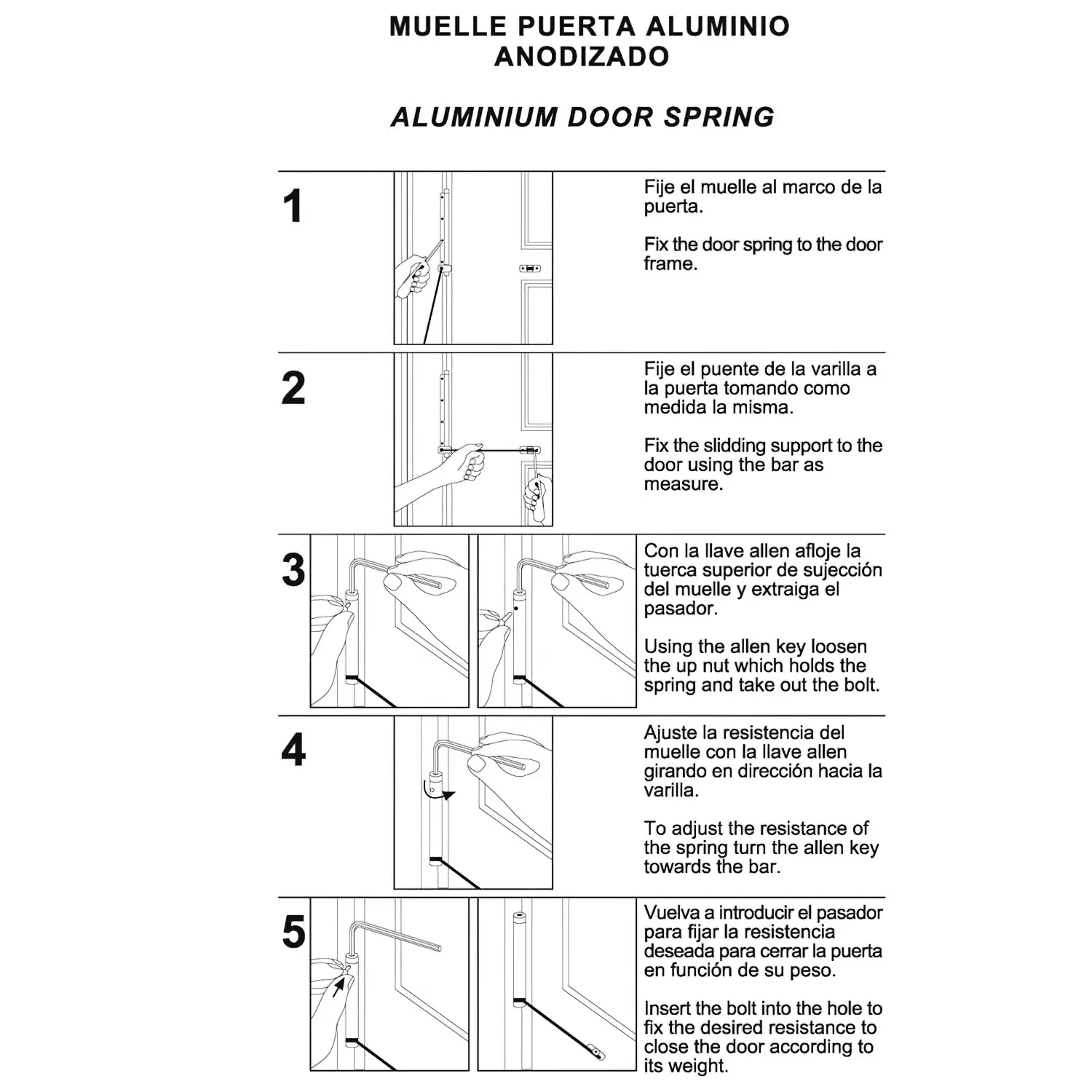 MUELLE PUERTA WOLFPACK ALUMINIO ANO