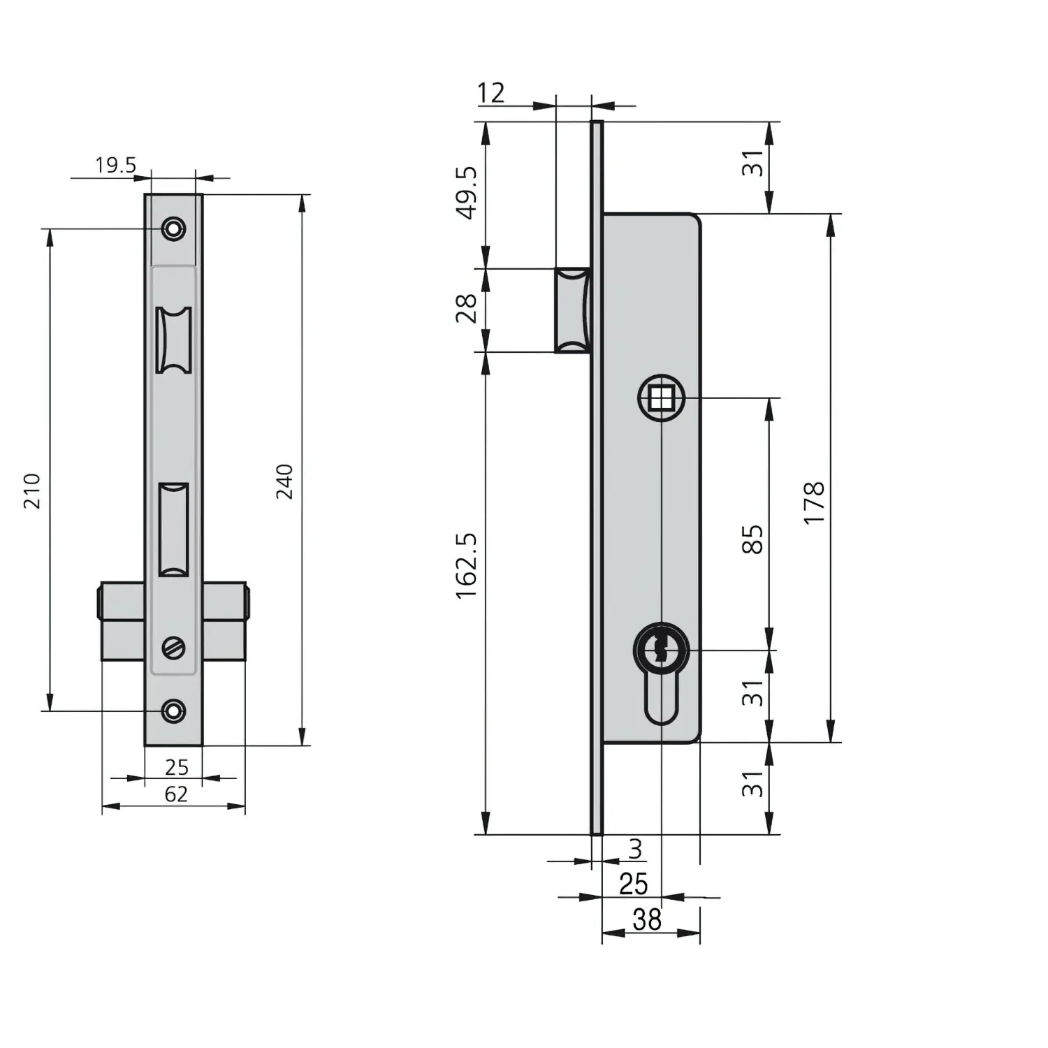 CERRADURA CVL 1984T25/6   CARPINTER