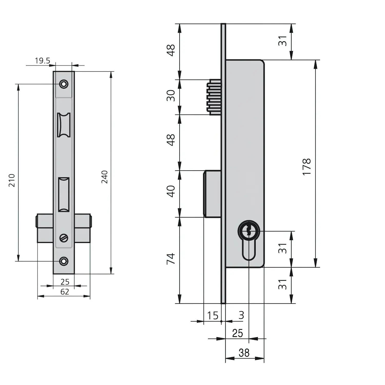 CERRADURA CVL 1984V25/6   CARPINTER