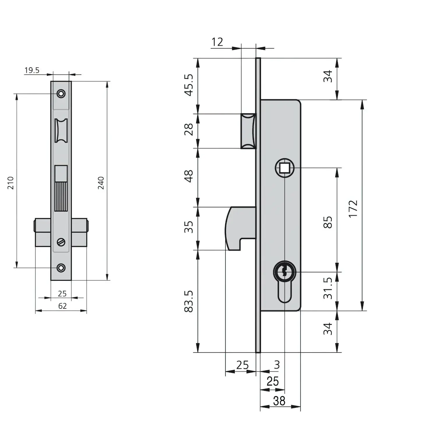 CERRADURA CVL 1990/25/5   CARPINTER