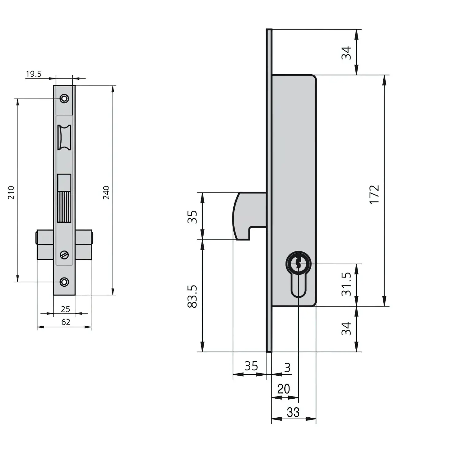 CERRADURA CVL 1990A20/5   CARPINTER